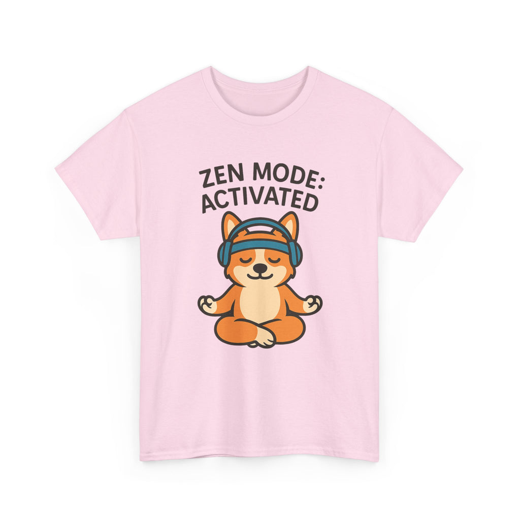 Zen Mode: Activated – Yogloo Headphones Lotus Pose Yoga T-Shirt | Mindful Corgi Tee, Music Lover Gift