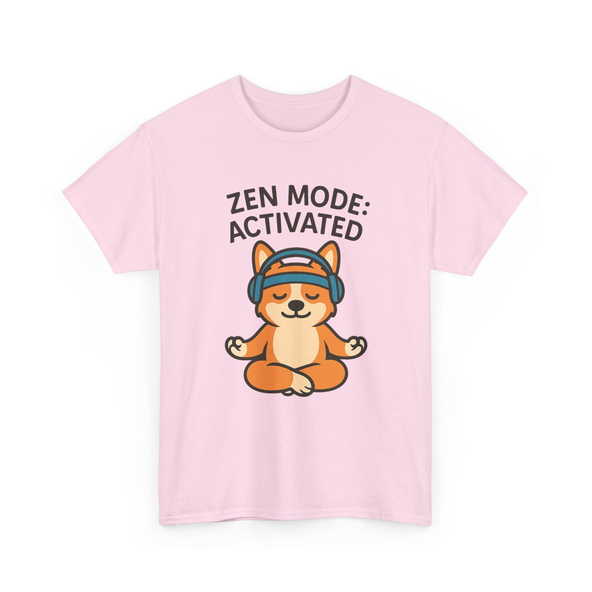 Zen Mode: Activated – Yogloo Headphones Lotus Pose Yoga T-Shirt | Mindful Corgi Tee, Music Lover Gift