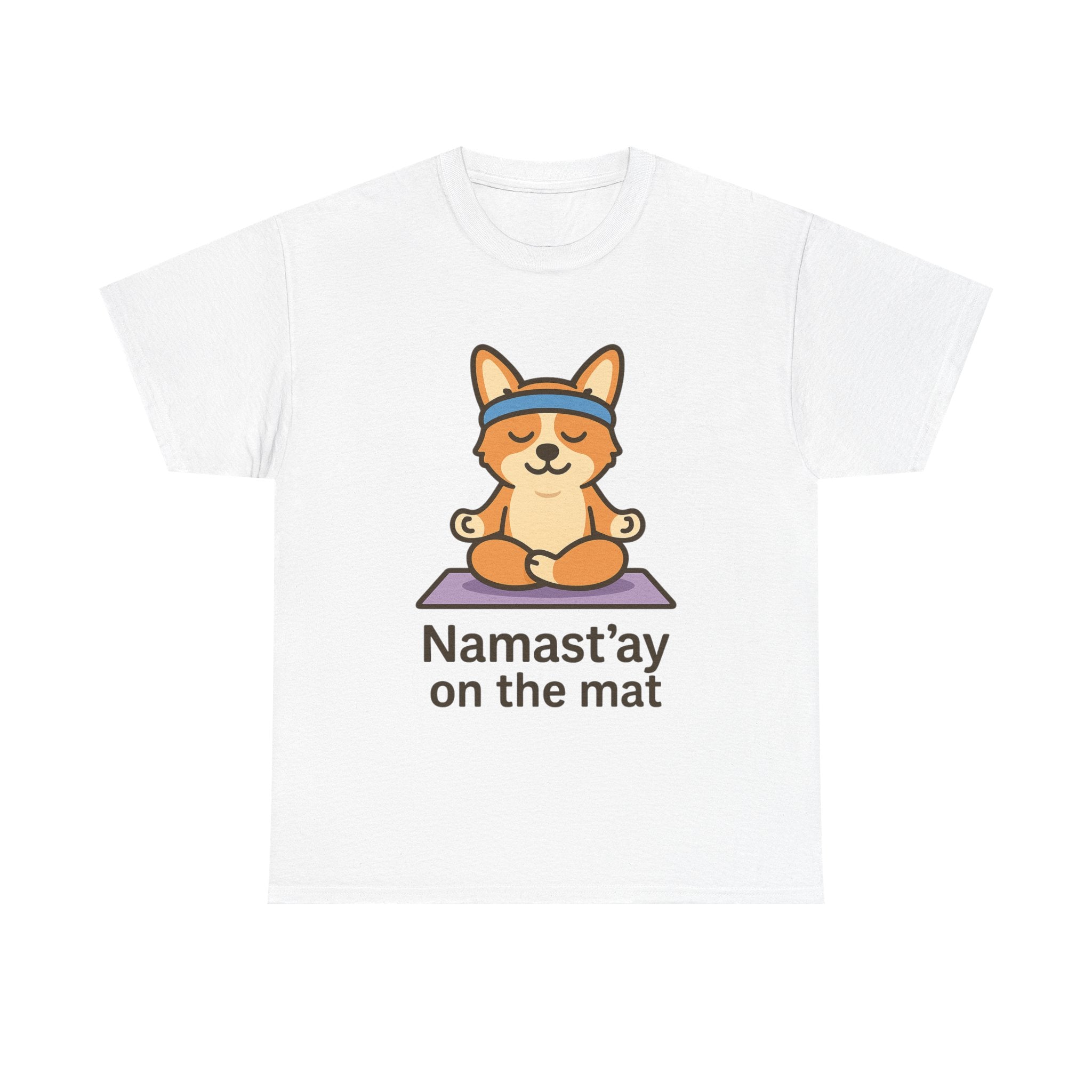 Namast’ay on the Mat – Yogloo Lotus Pose Yoga T-Shirt | Cute Corgi Mindfulness Tee