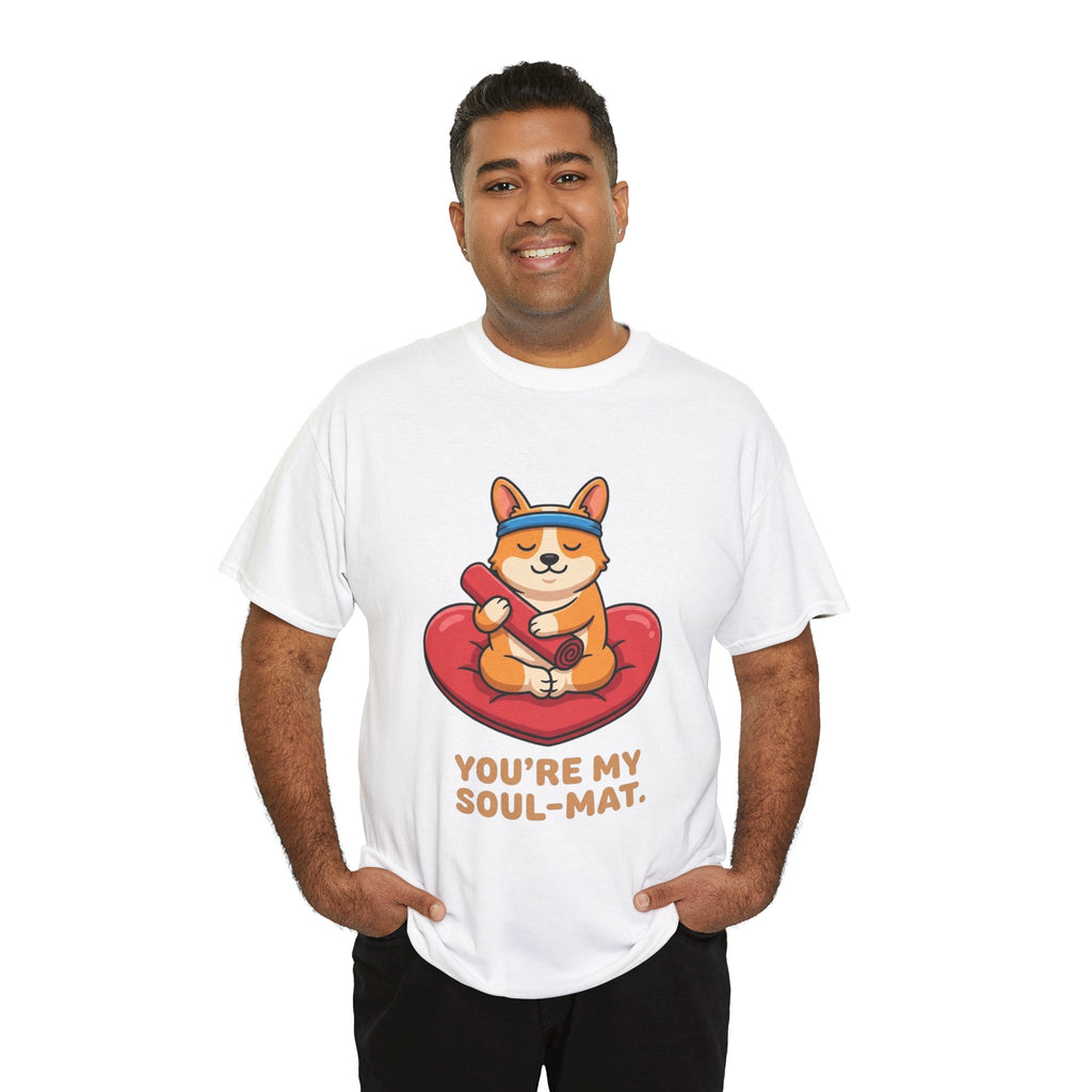"You're My Soul-Mat" Corgi Yoga T-Shirt – Funny Valentine’s Day Gift for Dog Lovers