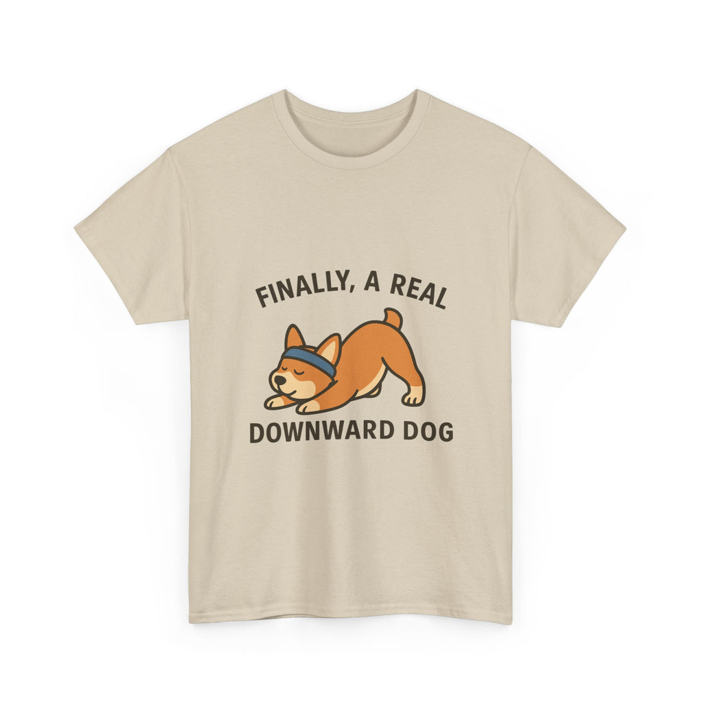 “Finally, a REAL Downward Dog” T-Shirt – Yogloo Collection