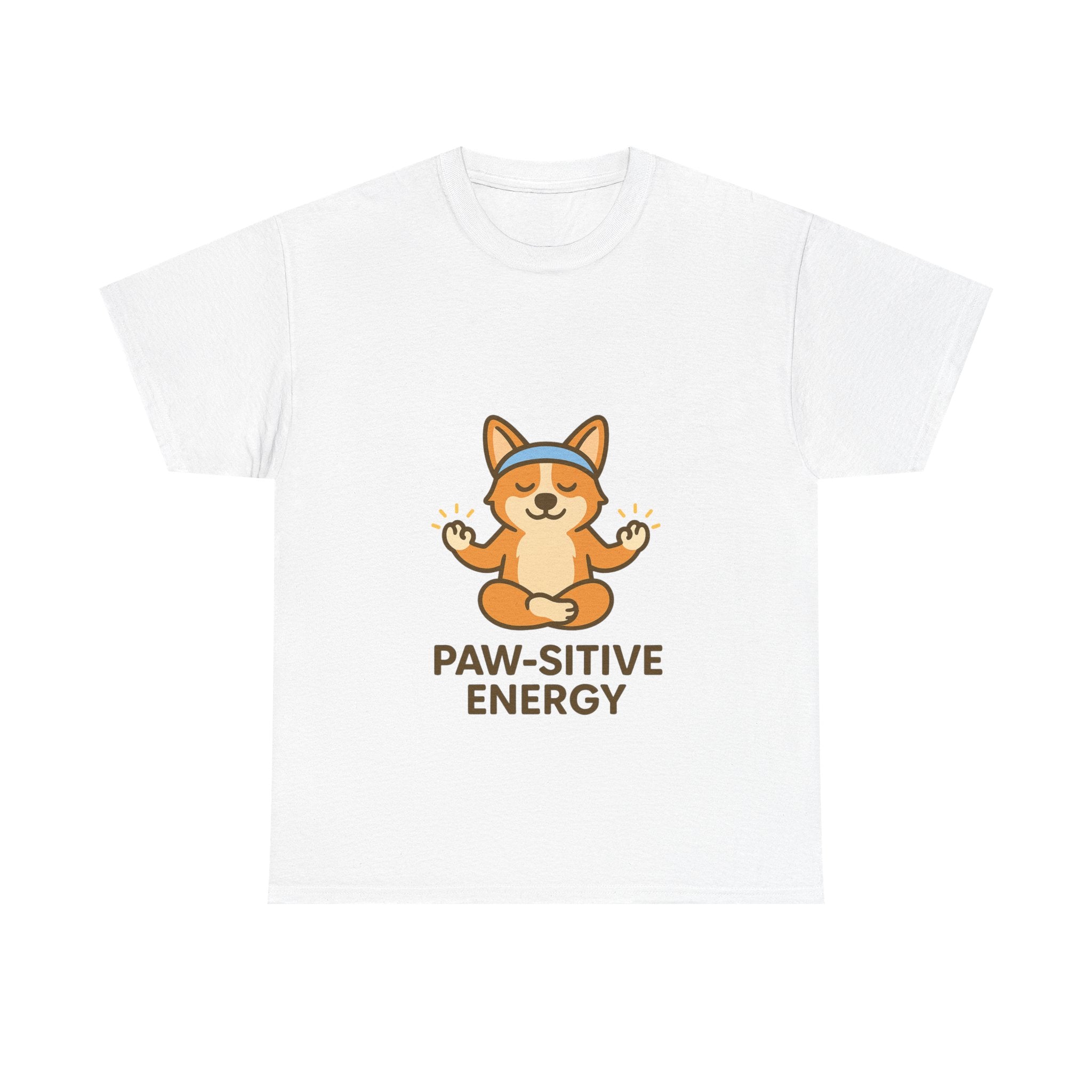 Paw-sitive Energy – Yogloo Meditating Corgi Yoga T-Shirt | Mindfulness Tee, Glowing Paws Design