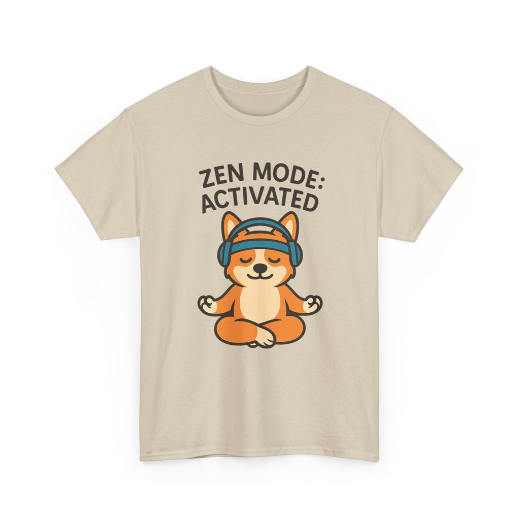Zen Mode: Activated – Yogloo Headphones Lotus Pose Yoga T-Shirt | Mindful Corgi Tee, Music Lover Gift