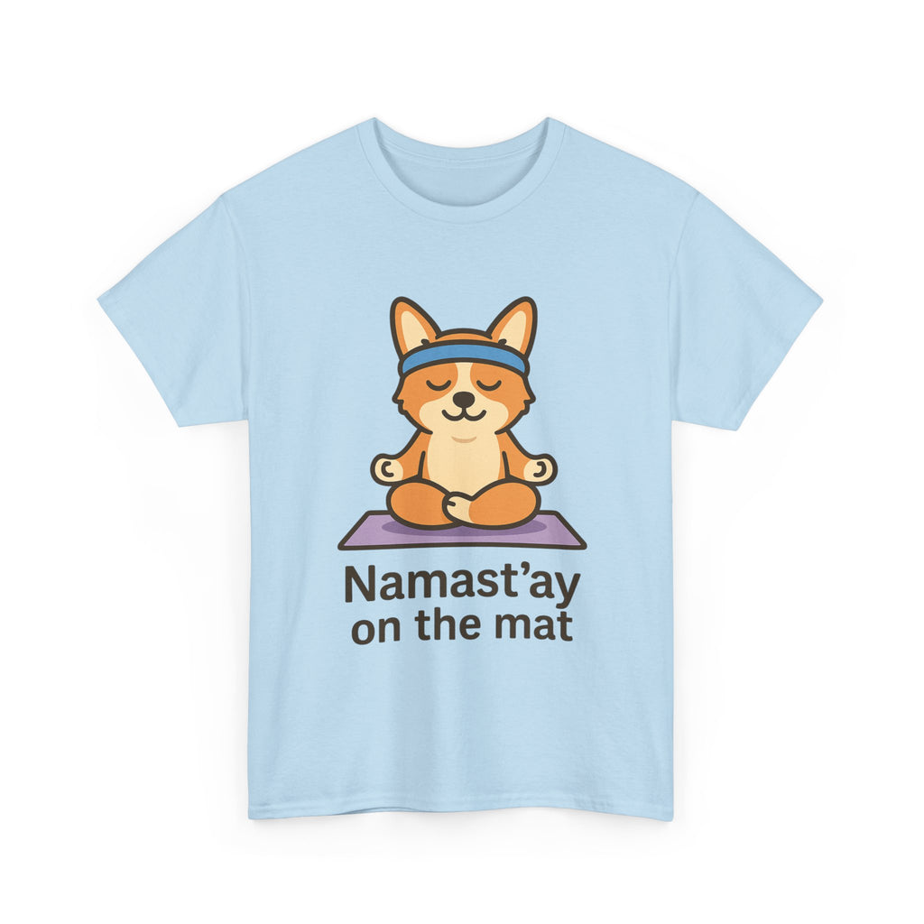 Namast’ay on the Mat – Yogloo Lotus Pose Yoga T-Shirt | Cute Corgi Mindfulness Tee