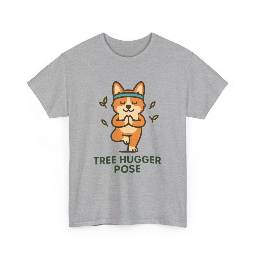 Tree Hugger Pose – Yogloo Corgi Tree Pose Yoga T-Shirt | Cute Eco-Yoga Gift, Mindfulness Tee