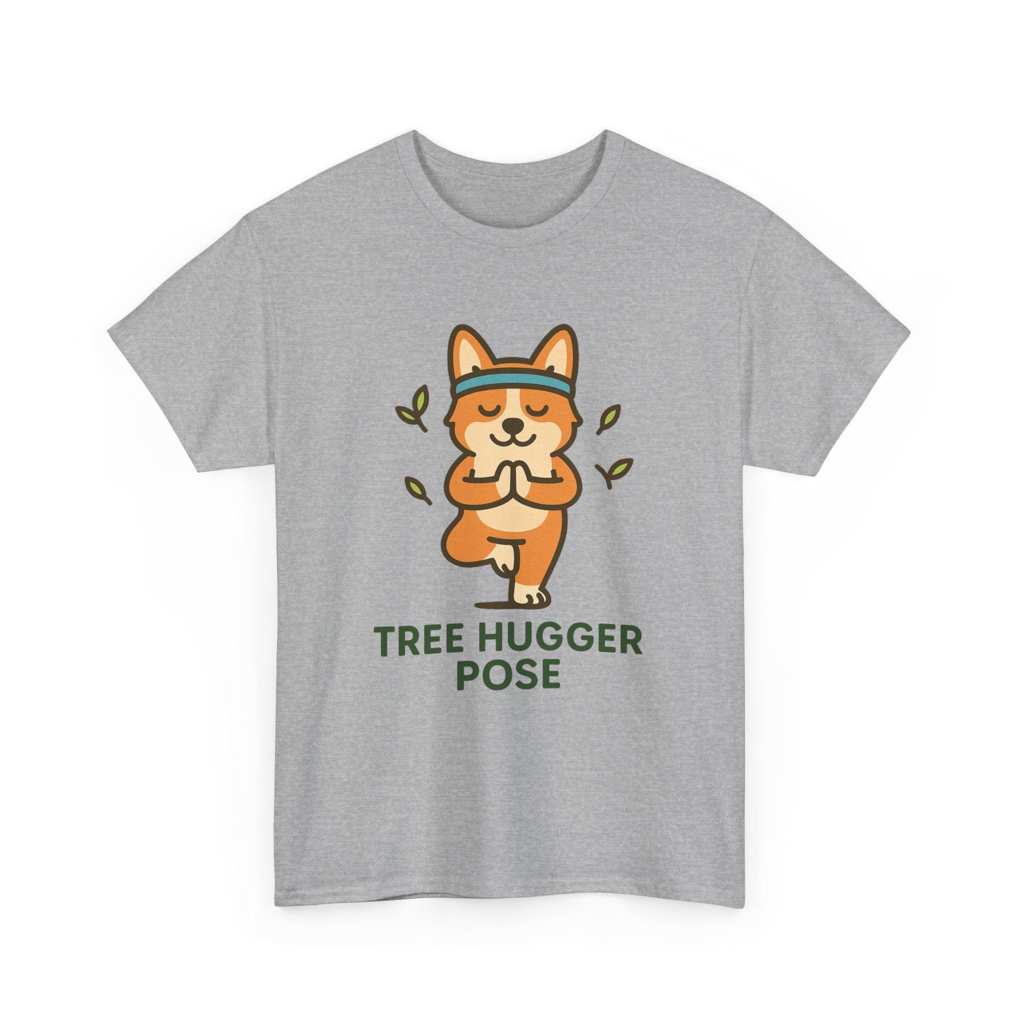 Tree Hugger Pose – Yogloo Corgi Tree Pose Yoga T-Shirt | Cute Eco-Yoga Gift, Mindfulness Tee