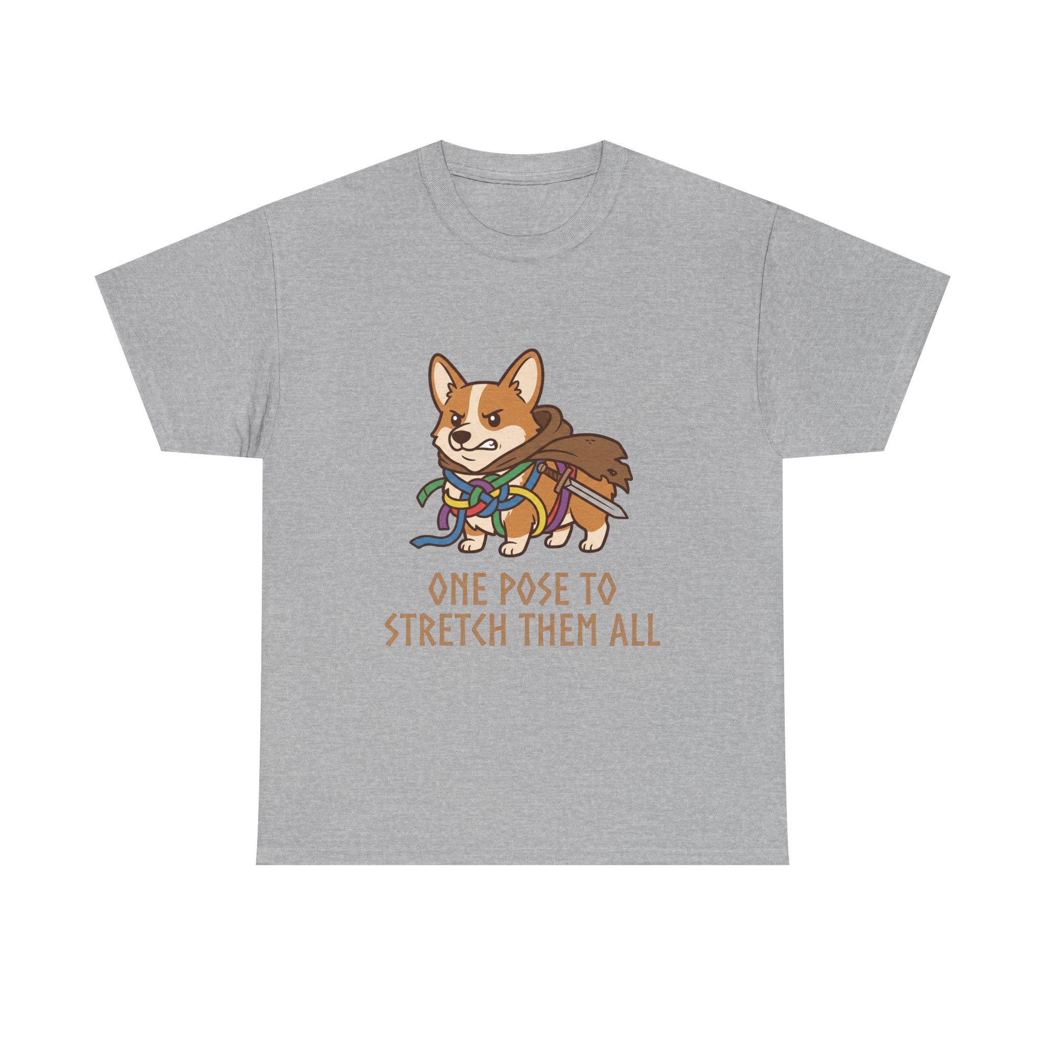 Corgi Yoga T-Shirt — "One Pose to Stretch Them All" Cute Dog Tee