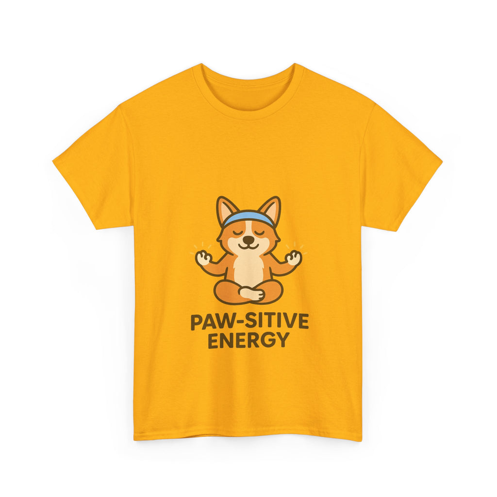 Paw-sitive Energy – Yogloo Meditating Corgi Yoga T-Shirt | Mindfulness Tee, Glowing Paws Design