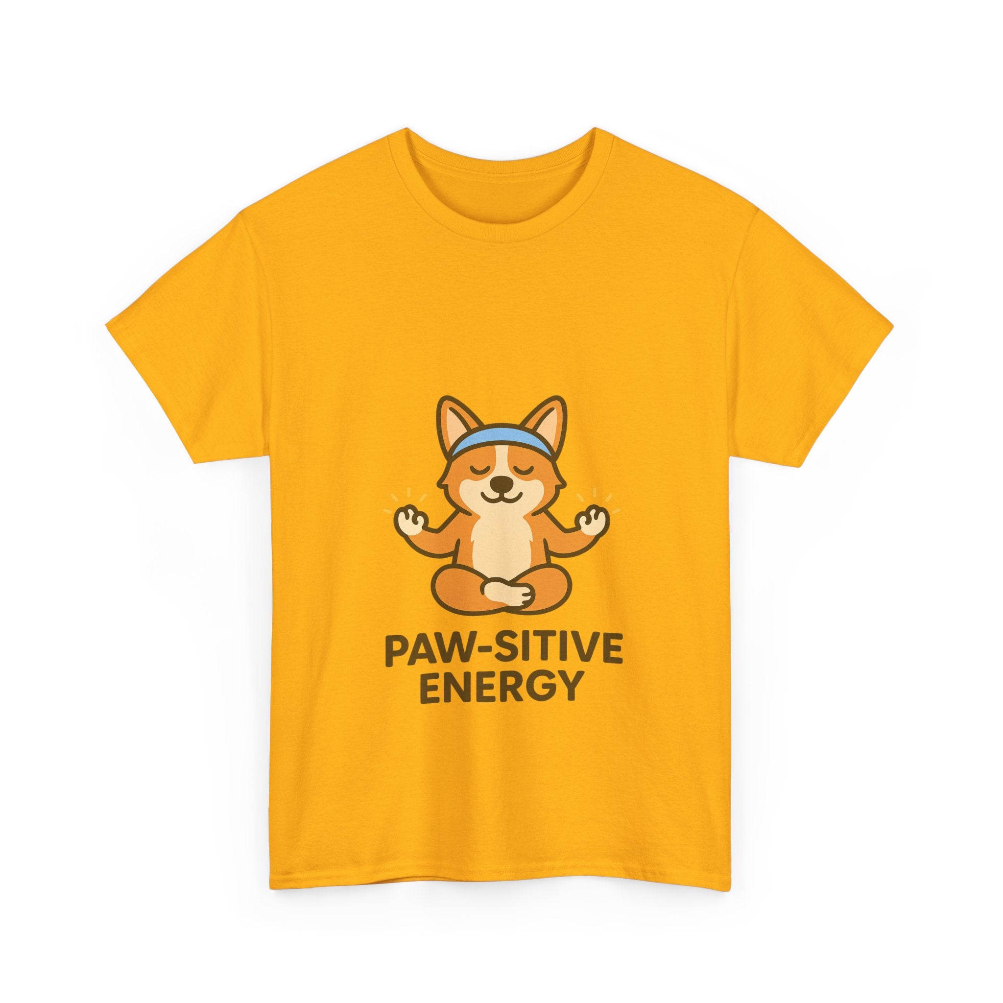 Paw-sitive Energy – Yogloo Meditating Corgi Yoga T-Shirt | Mindfulness Tee, Glowing Paws Design