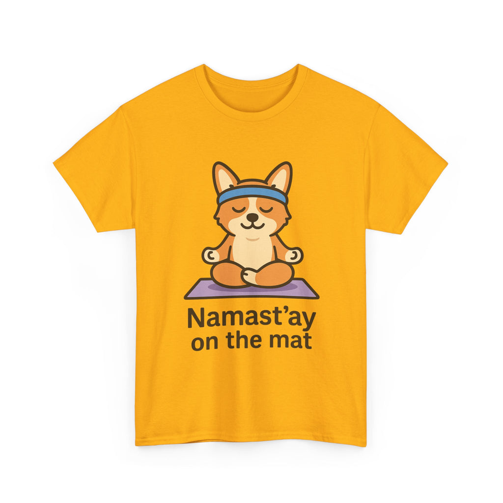 Namast’ay on the Mat – Yogloo Lotus Pose Yoga T-Shirt | Cute Corgi Mindfulness Tee