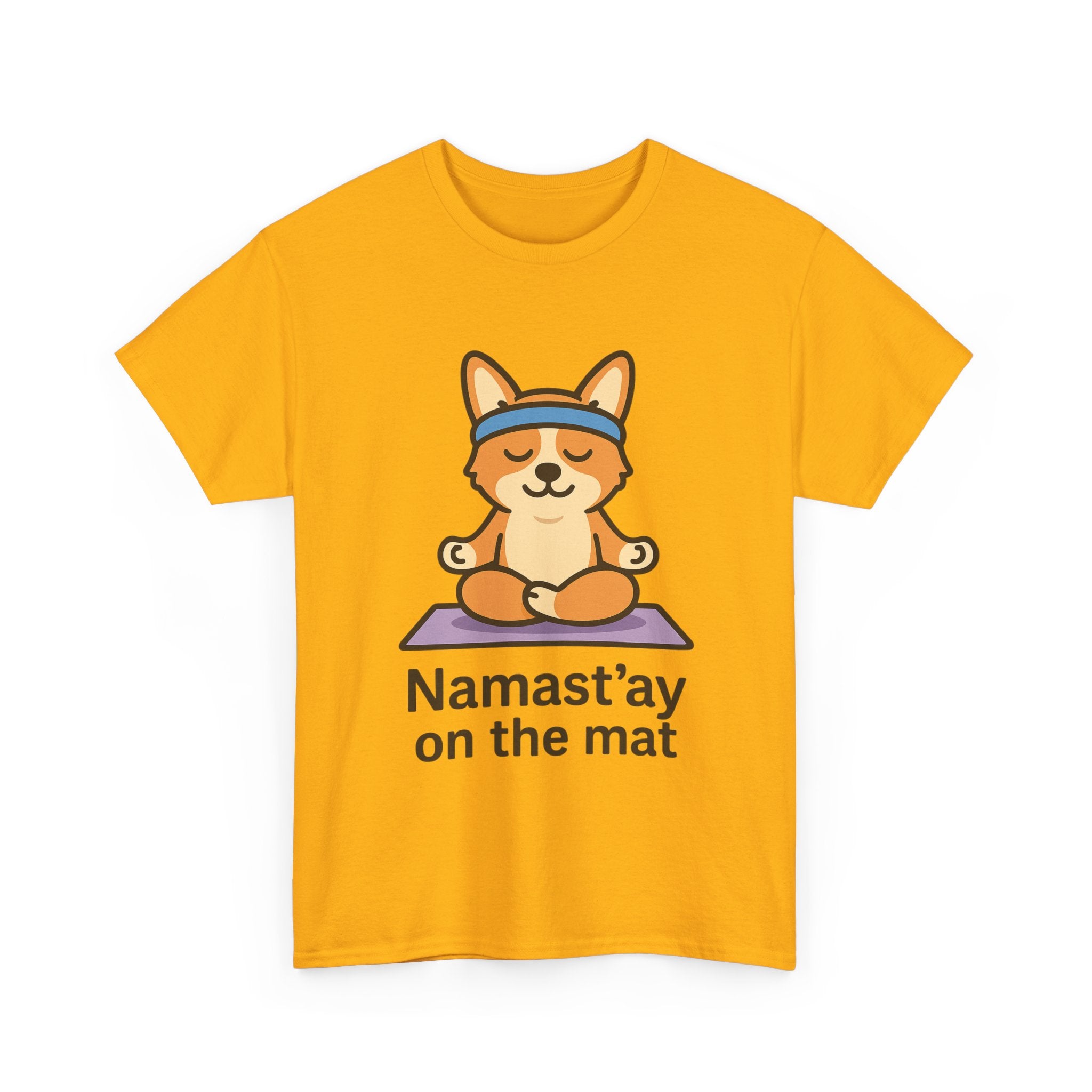 Namast’ay on the Mat – Yogloo Lotus Pose Yoga T-Shirt | Cute Corgi Mindfulness Tee