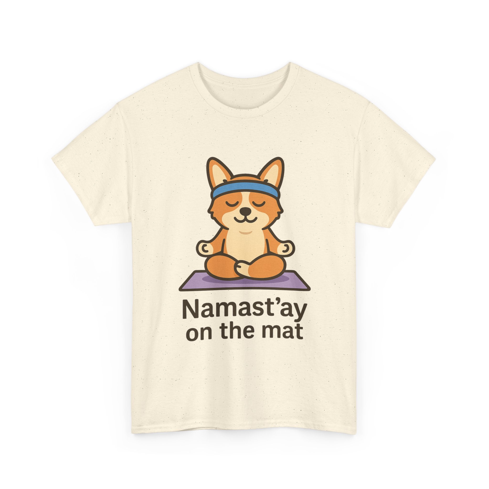 Namast’ay on the Mat – Yogloo Lotus Pose Yoga T-Shirt | Cute Corgi Mindfulness Tee