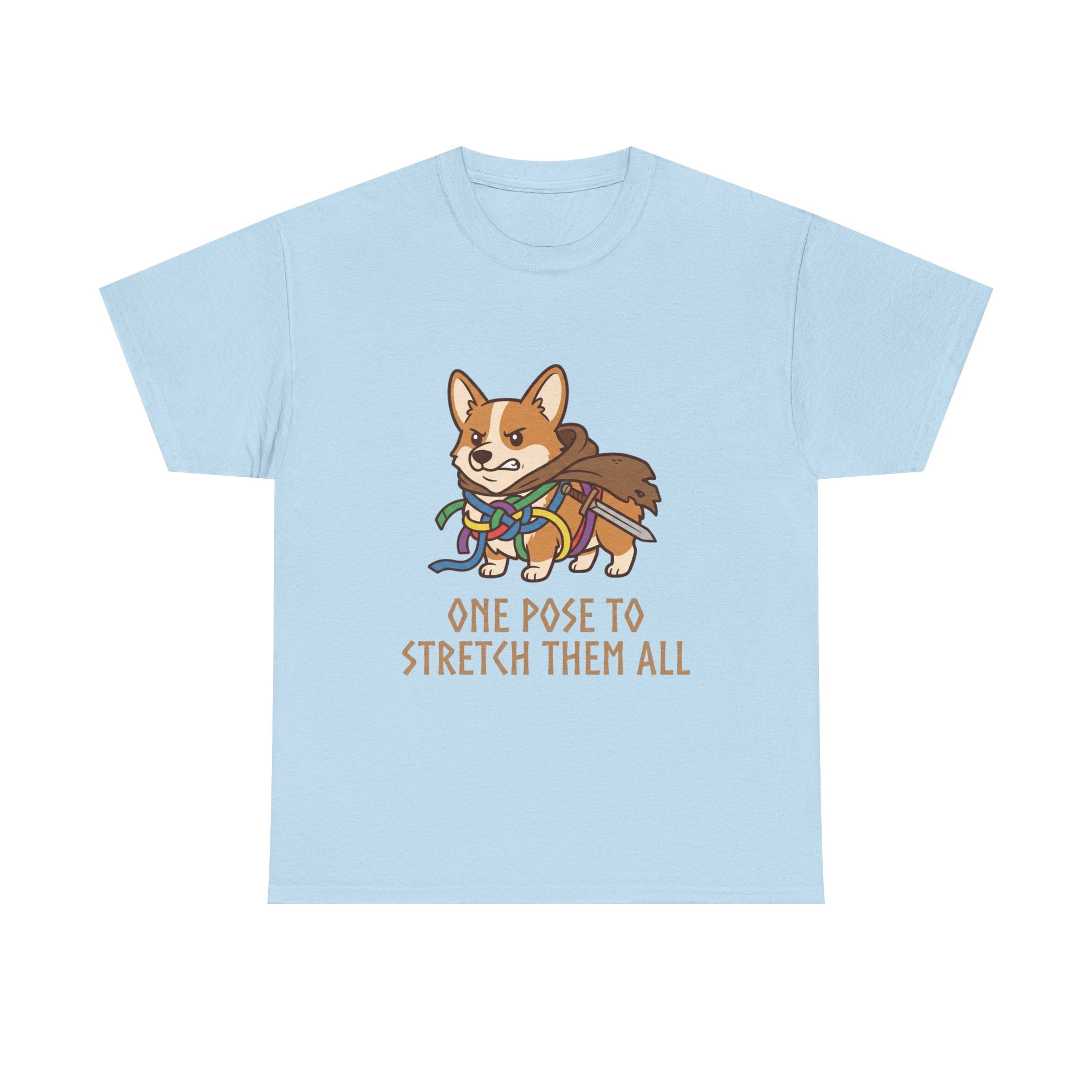 Corgi Yoga T-Shirt — "One Pose to Stretch Them All" Cute Dog Tee