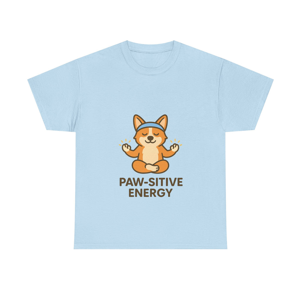 Paw-sitive Energy – Yogloo Meditating Corgi Yoga T-Shirt | Mindfulness Tee, Glowing Paws Design