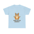 Paw-sitive Energy – Yogloo Meditating Corgi Yoga T-Shirt | Mindfulness Tee, Glowing Paws Design