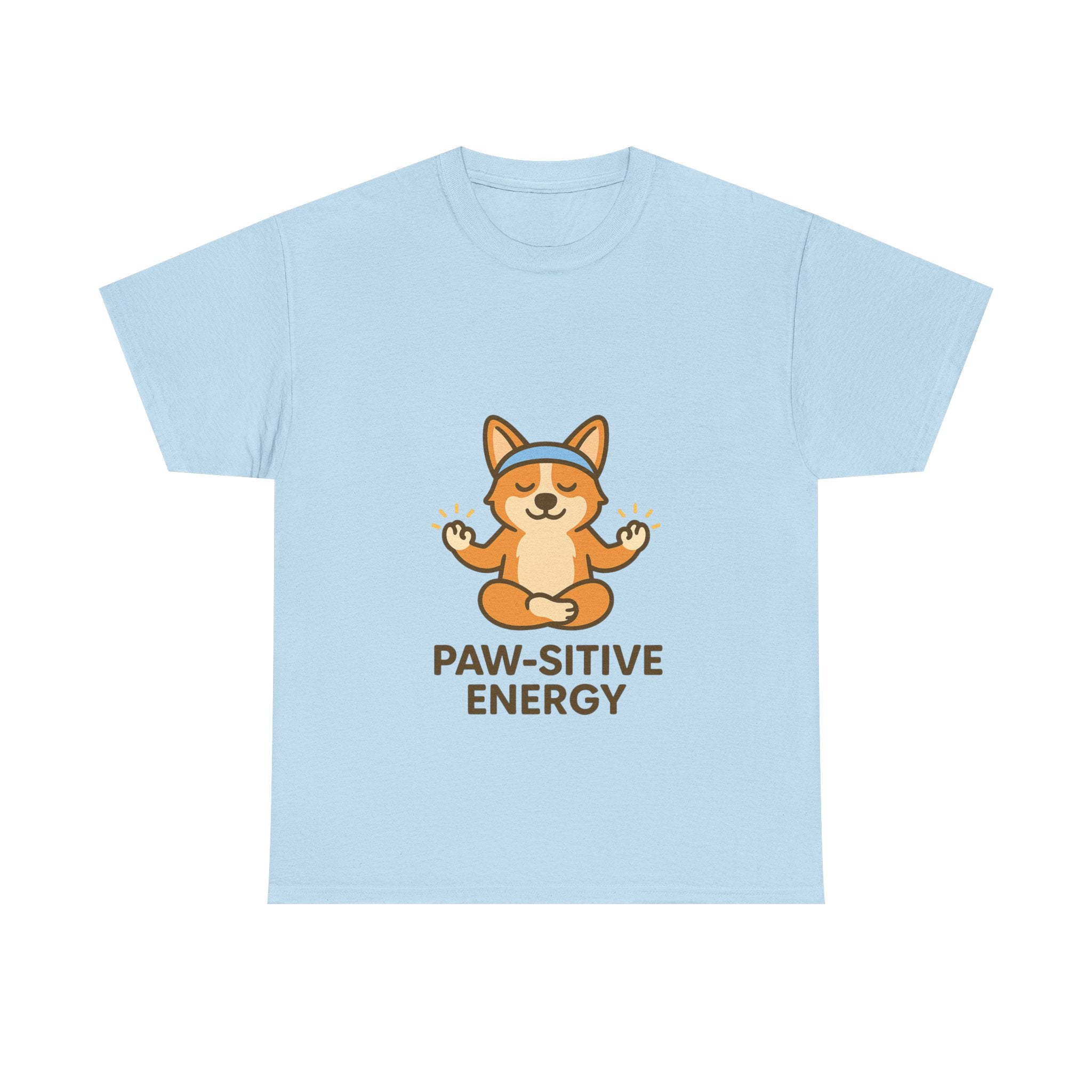 Paw-sitive Energy – Yogloo Meditating Corgi Yoga T-Shirt | Mindfulness Tee, Glowing Paws Design