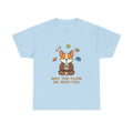 Corgi Meditation Tee — "May the Flow Be With You" Relaxed Dog Yoga T-Shirt