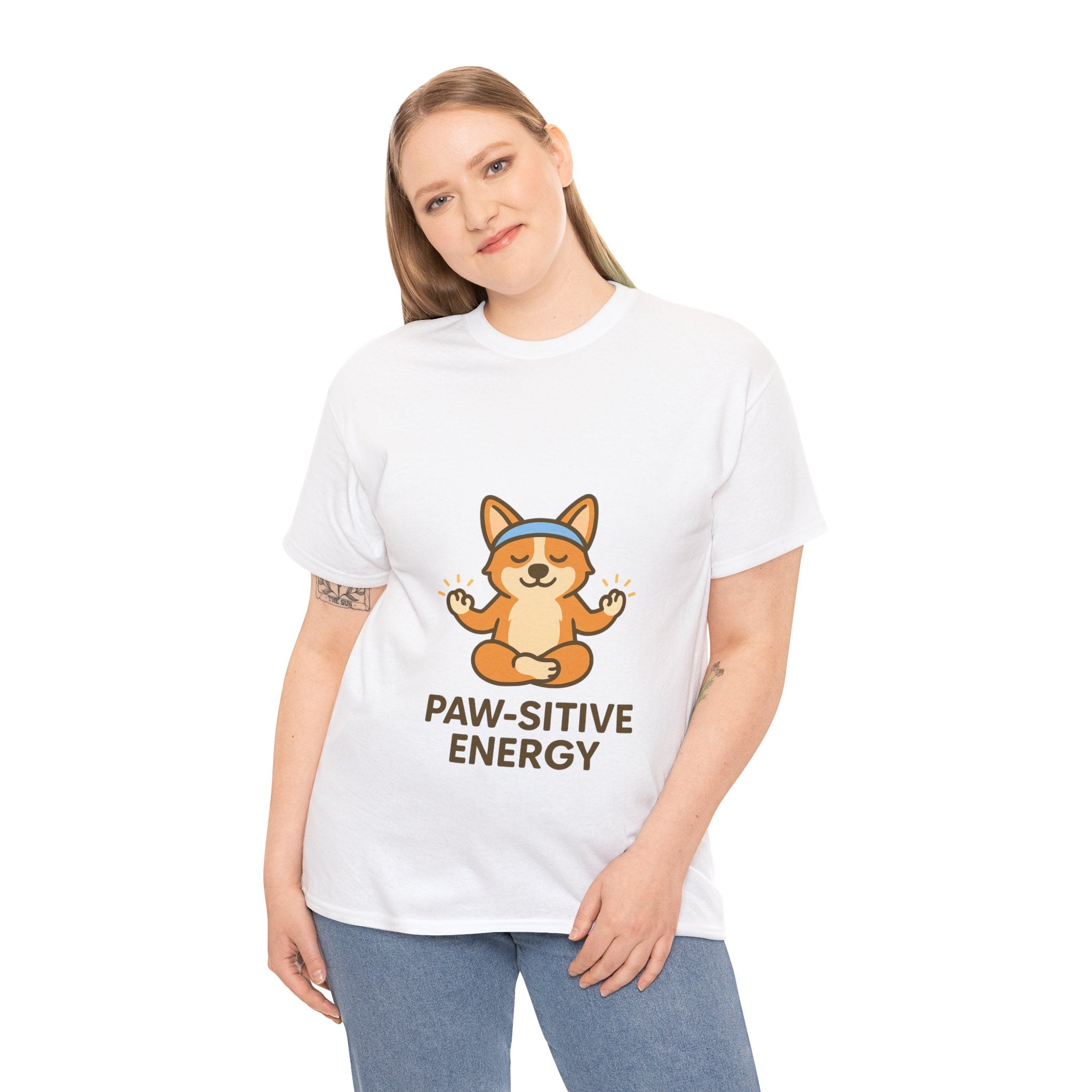 Paw-sitive Energy – Yogloo Meditating Corgi Yoga T-Shirt | Mindfulness Tee, Glowing Paws Design