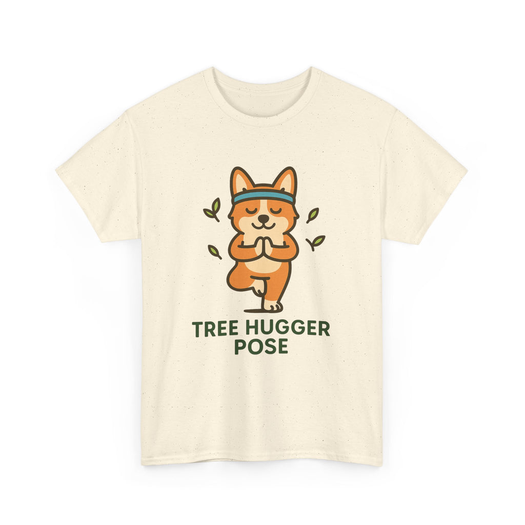 Tree Hugger Pose – Yogloo Corgi Tree Pose Yoga T-Shirt | Cute Eco-Yoga Gift, Mindfulness Tee