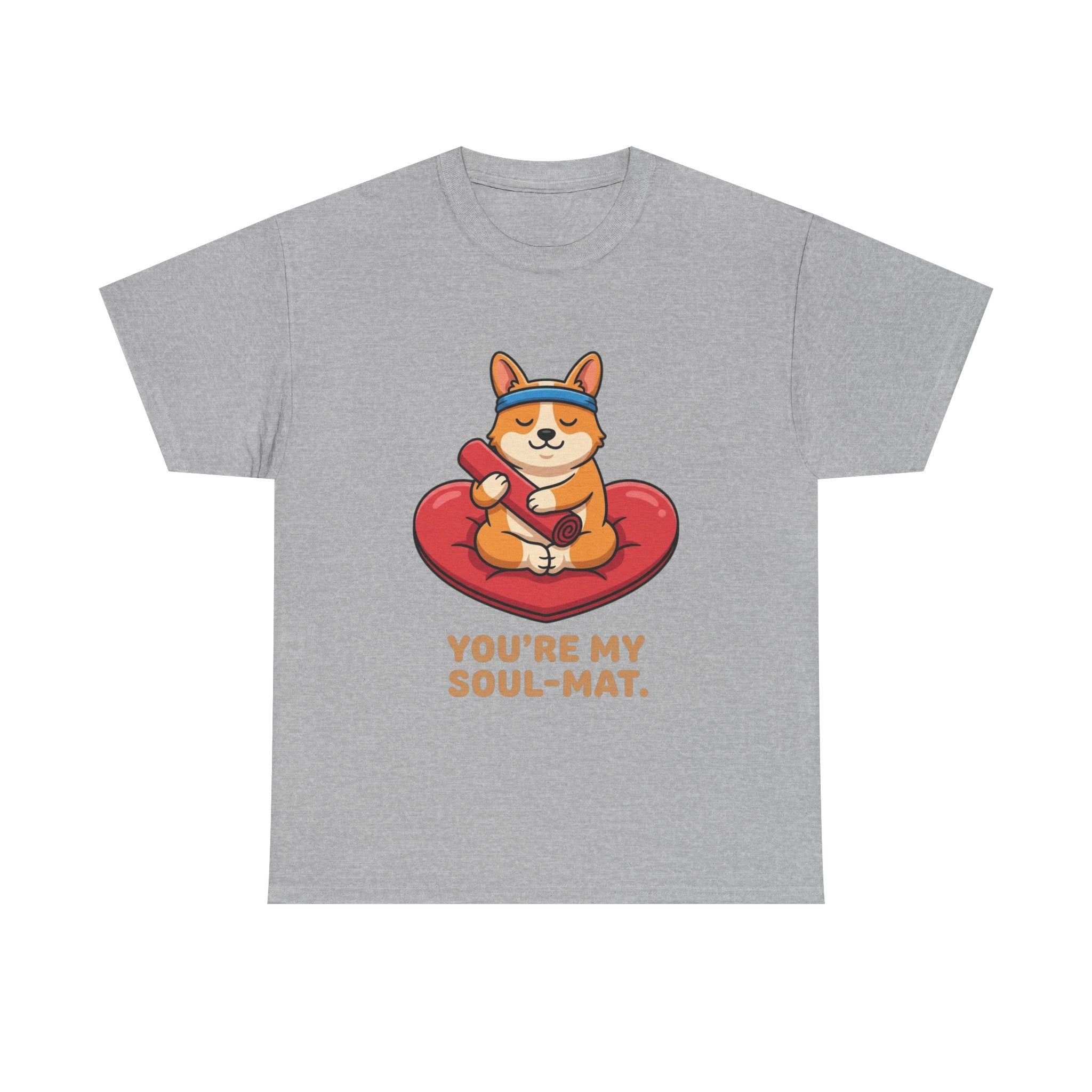"You're My Soul-Mat" Corgi Yoga T-Shirt – Funny Valentine’s Day Gift for Dog Lovers