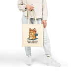 Yoga Corgi Tote Bag — "Paws, Breathe, and Stretch" Cotton Canvas Tote