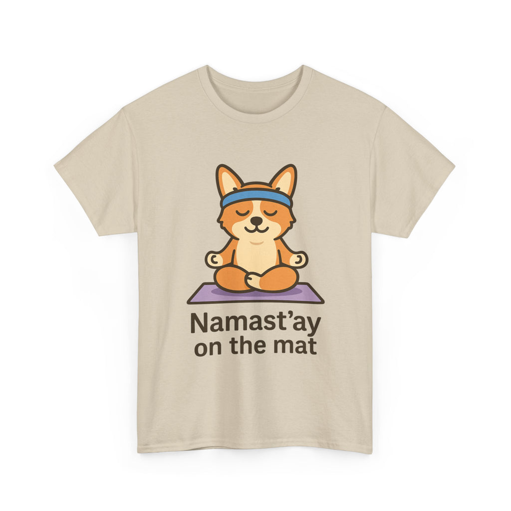 Namast’ay on the Mat – Yogloo Lotus Pose Yoga T-Shirt | Cute Corgi Mindfulness Tee