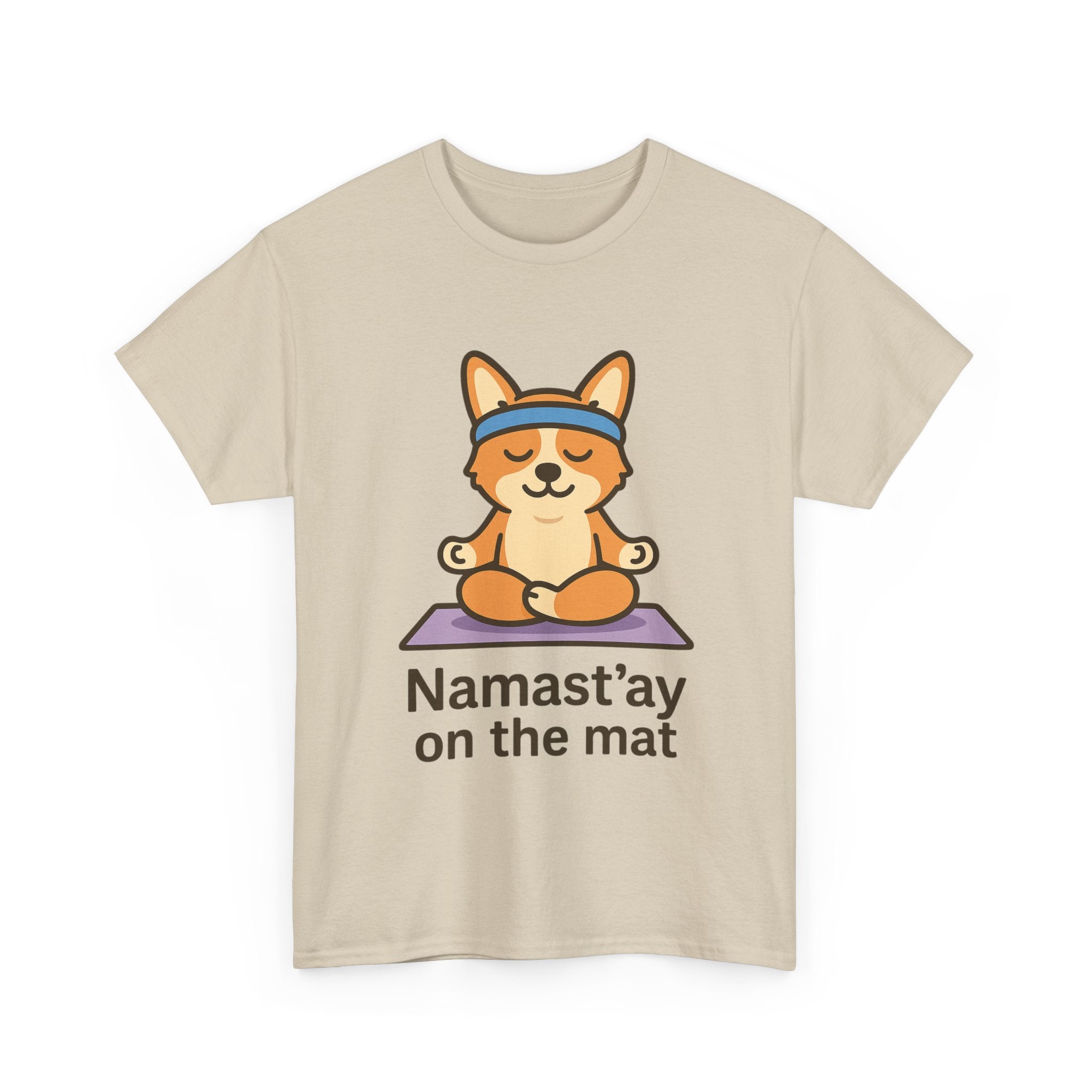 Namast’ay on the Mat – Yogloo Lotus Pose Yoga T-Shirt | Cute Corgi Mindfulness Tee