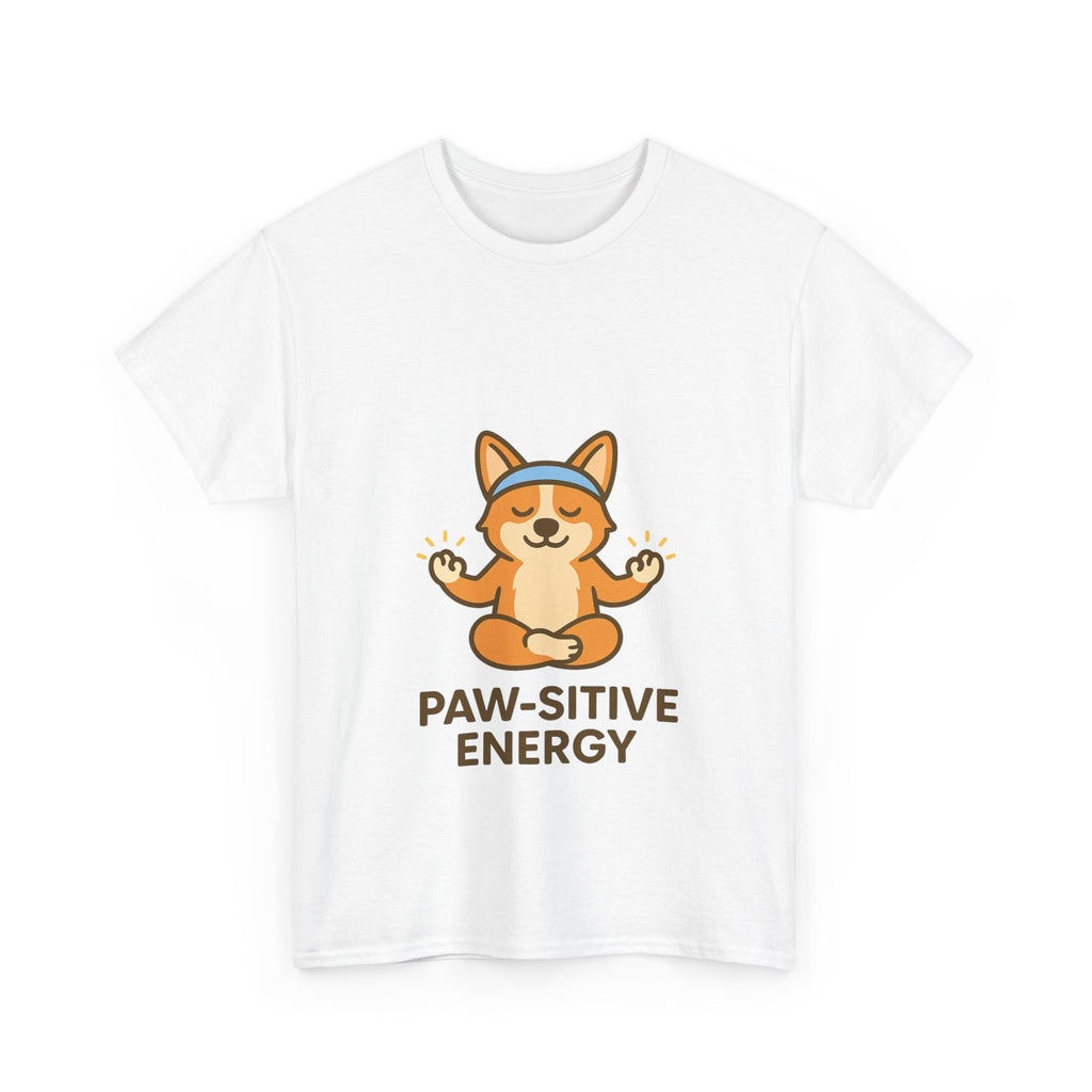 Paw-sitive Energy – Yogloo Meditating Corgi Yoga T-Shirt | Mindfulness Tee, Glowing Paws Design