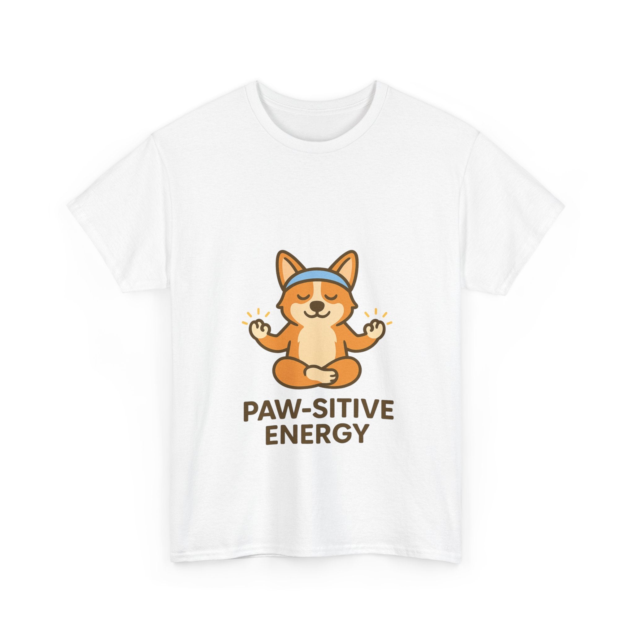 Paw-sitive Energy – Yogloo Meditating Corgi Yoga T-Shirt | Mindfulness Tee, Glowing Paws Design