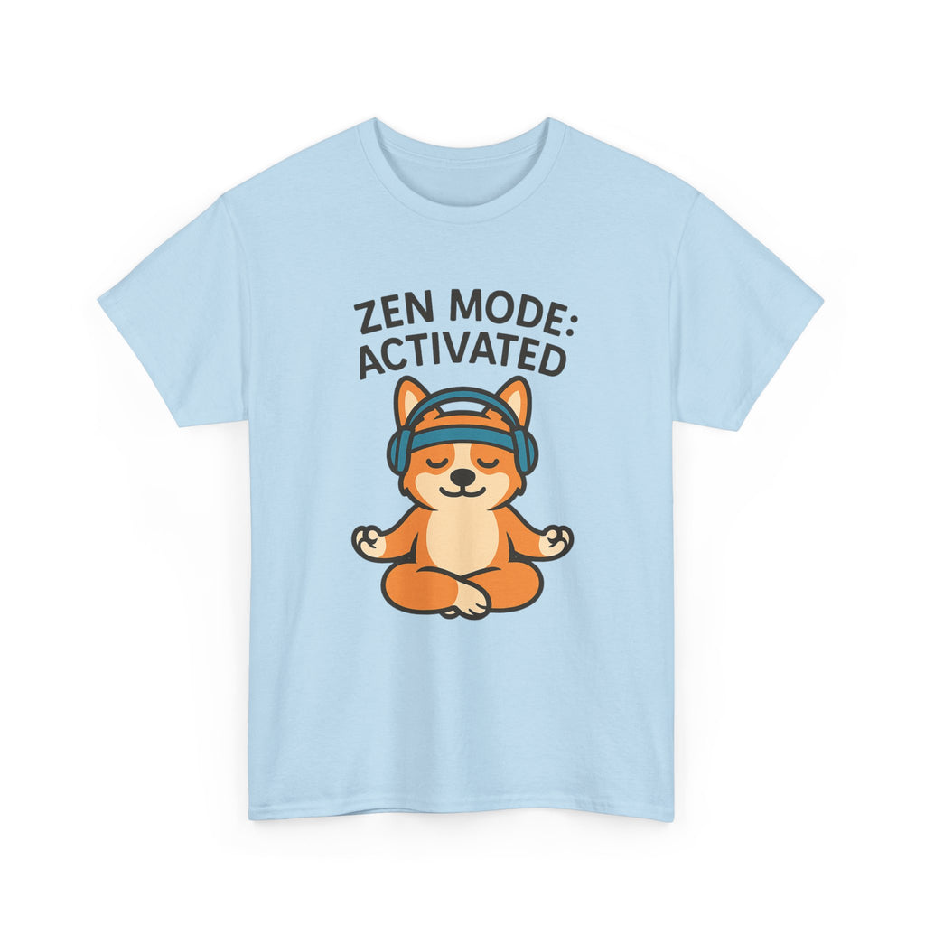 Zen Mode: Activated – Yogloo Headphones Lotus Pose Yoga T-Shirt | Mindful Corgi Tee, Music Lover Gift