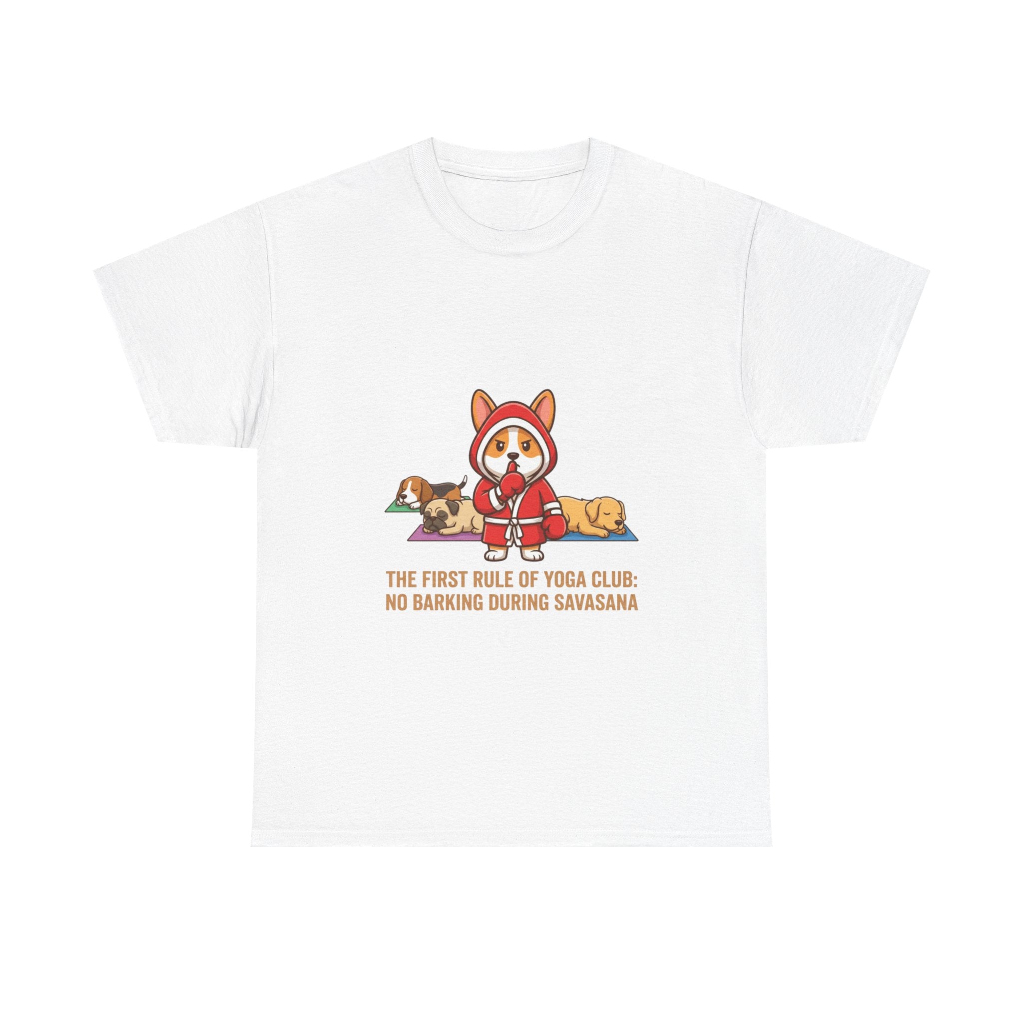 Yoga Corgi T-Shirt — "No Barking During Savasana" Funny Dog Yoga Tee