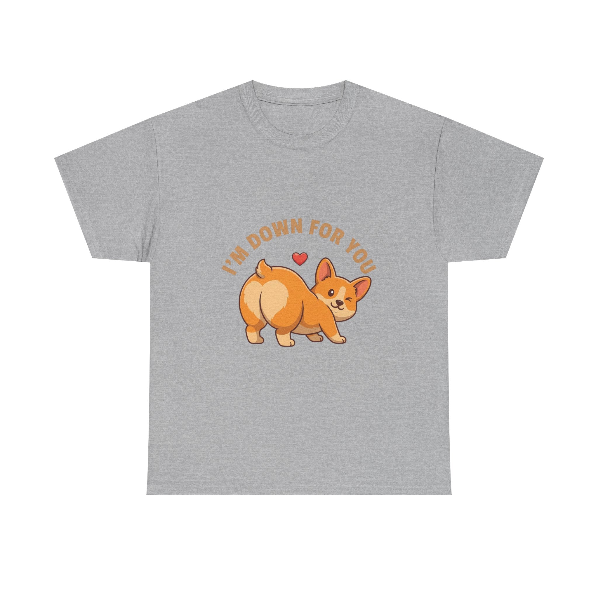 "I'm Down For You" Flirty Corgi T-Shirt – Funny Downward Dog Valentine’s Tee