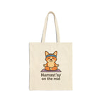 Yoga Corgi Tote — "Namast'ay on the Mat" Cotton Canvas Tote
