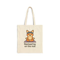 Yoga Corgi Tote Bag — "Namast'ay on the Mat" Cotton Canvas Tote