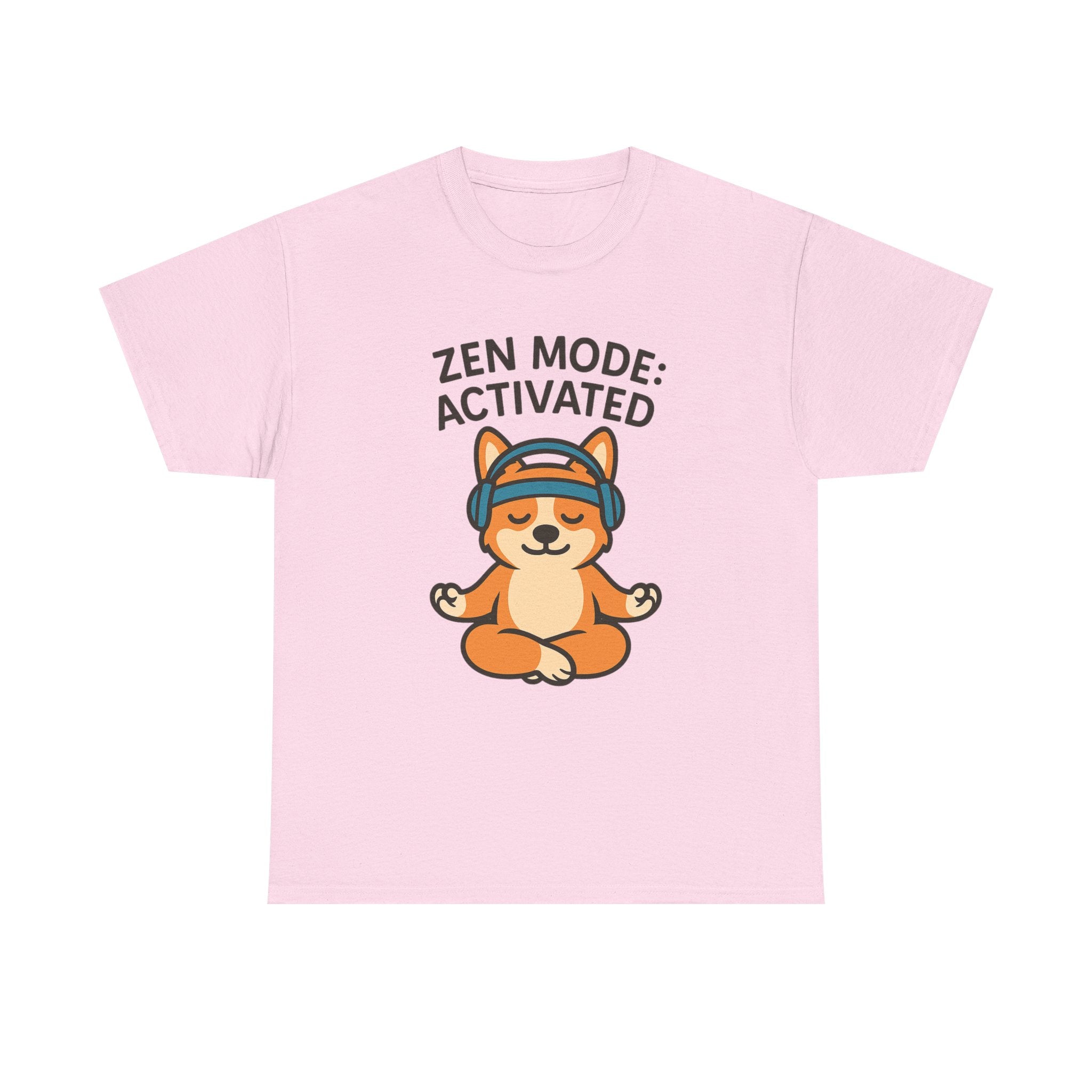 Zen Mode: Activated – Yogloo Headphones Lotus Pose Yoga T-Shirt | Mindful Corgi Tee, Music Lover Gift
