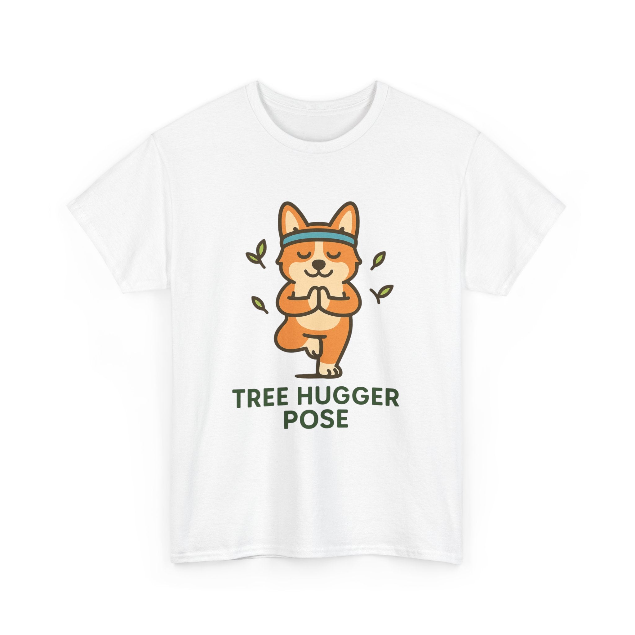 Tree Hugger Pose – Yogloo Corgi Tree Pose Yoga T-Shirt | Cute Eco-Yoga Gift, Mindfulness Tee