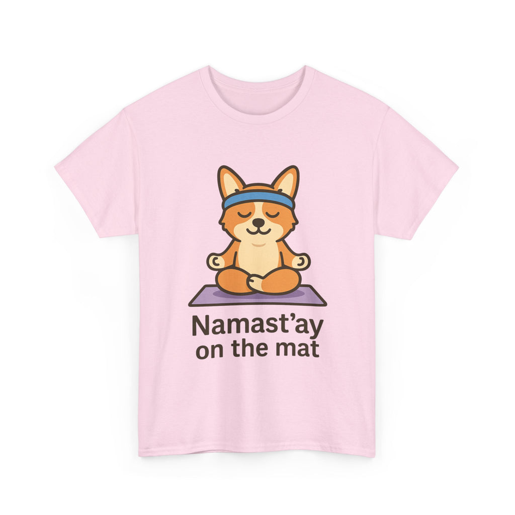 Namast’ay on the Mat – Yogloo Lotus Pose Yoga T-Shirt | Cute Corgi Mindfulness Tee