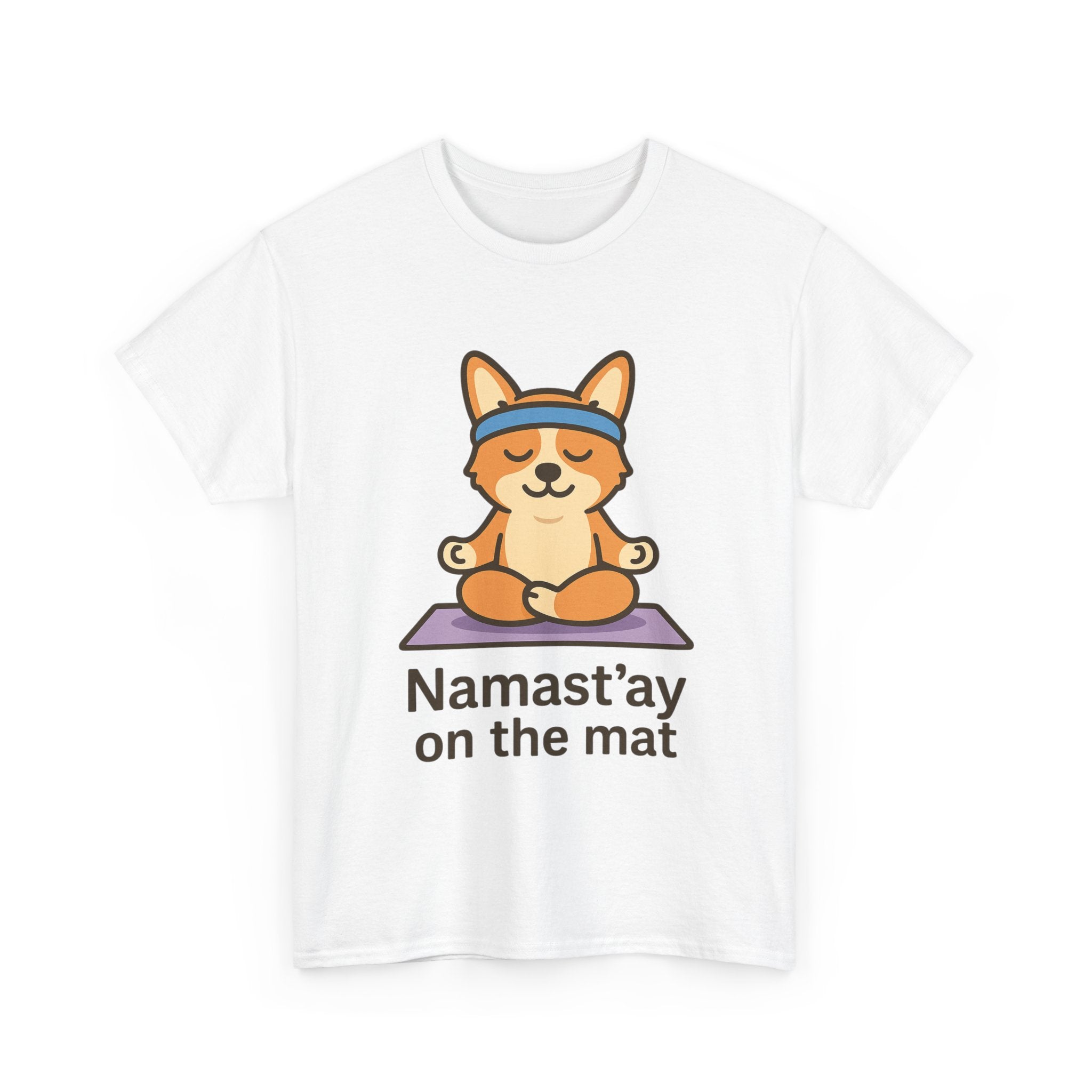 Namast’ay on the Mat – Yogloo Lotus Pose Yoga T-Shirt | Cute Corgi Mindfulness Tee