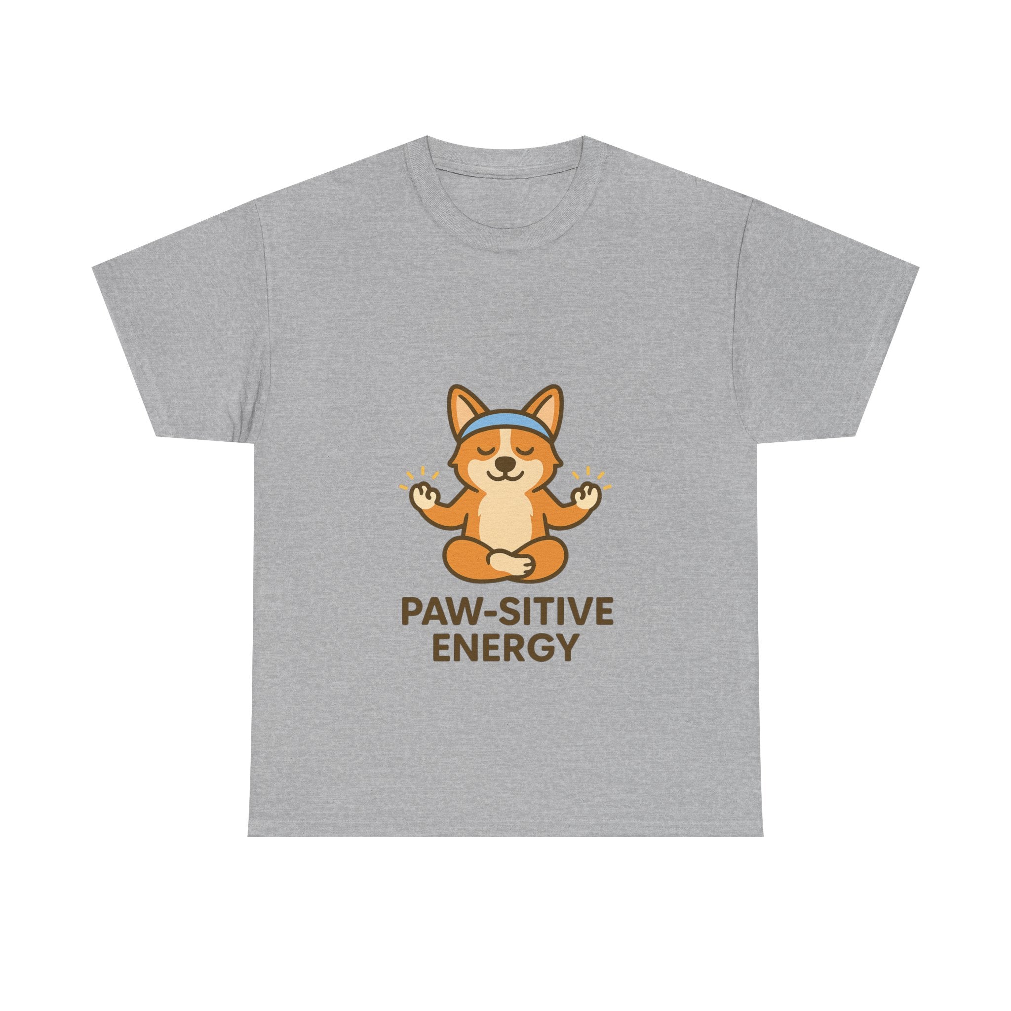 Paw-sitive Energy – Yogloo Meditating Corgi Yoga T-Shirt | Mindfulness Tee, Glowing Paws Design