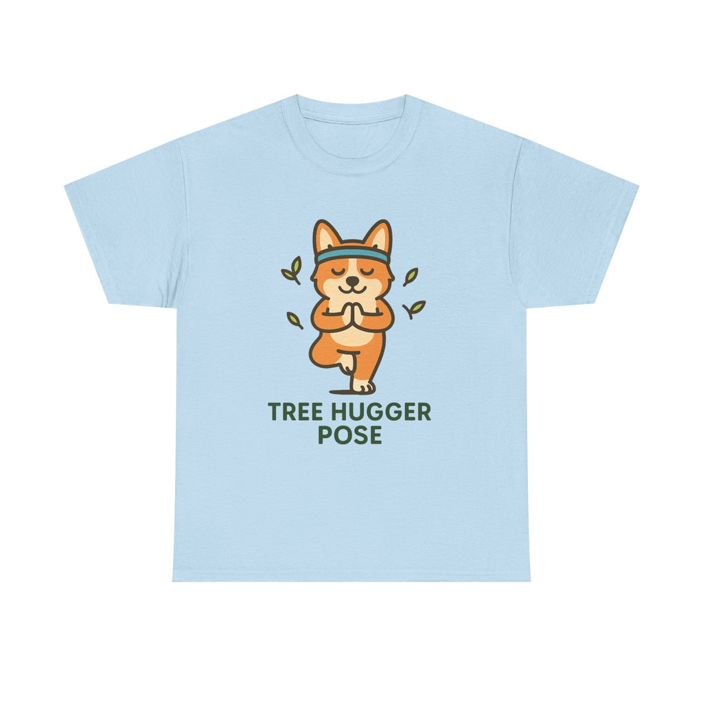 Tree Hugger Pose – Yogloo Corgi Tree Pose Yoga T-Shirt | Cute Eco-Yoga Gift, Mindfulness Tee