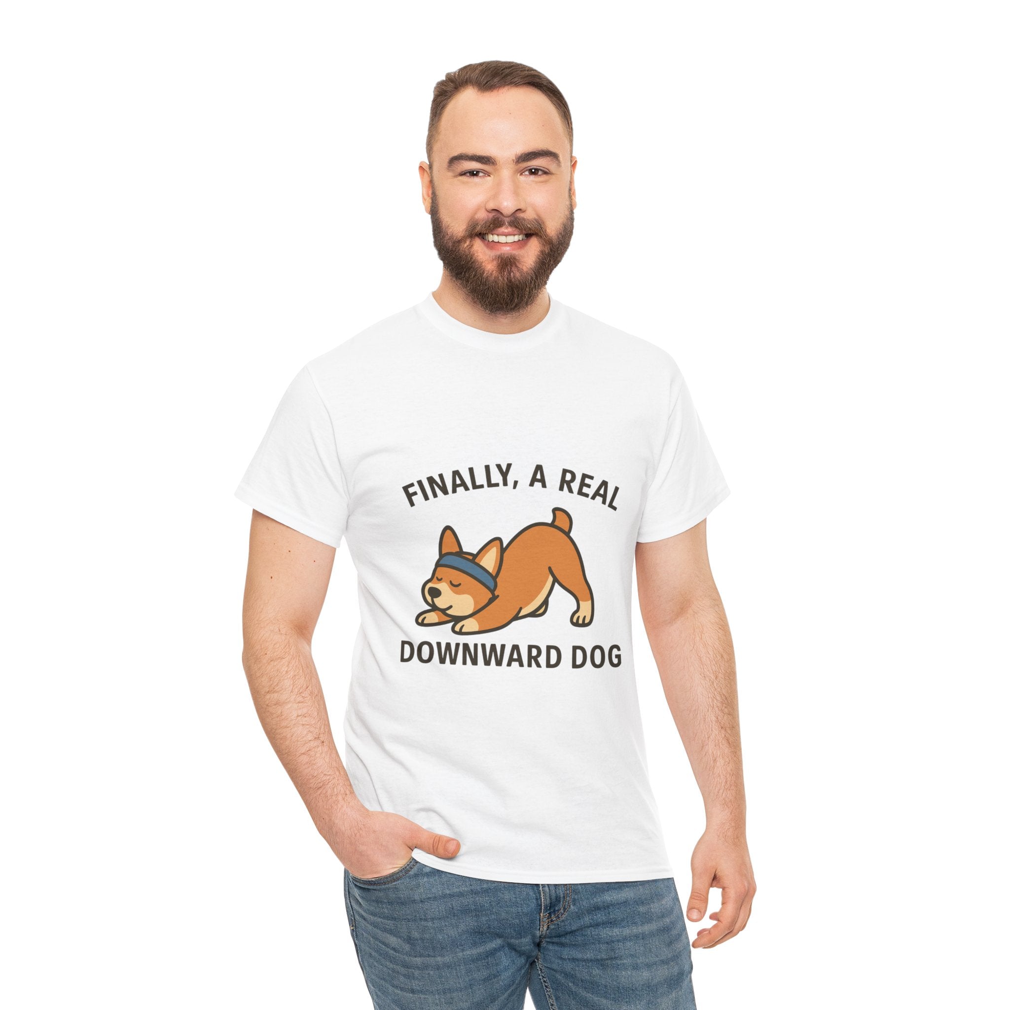 “Finally, a REAL Downward Dog” T-Shirt – Yogloo Collection