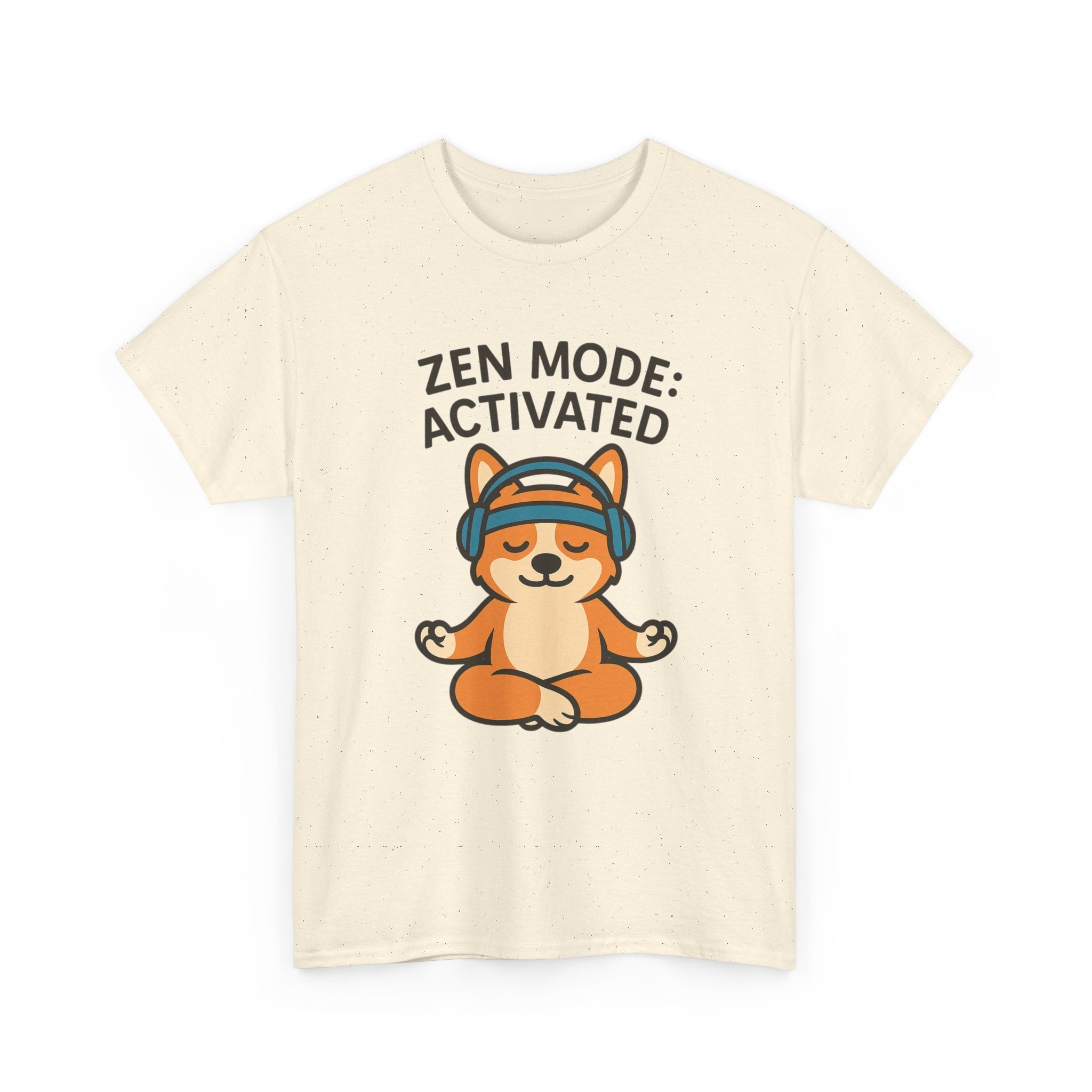 Zen Mode: Activated – Yogloo Headphones Lotus Pose Yoga T-Shirt | Mindful Corgi Tee, Music Lover Gift