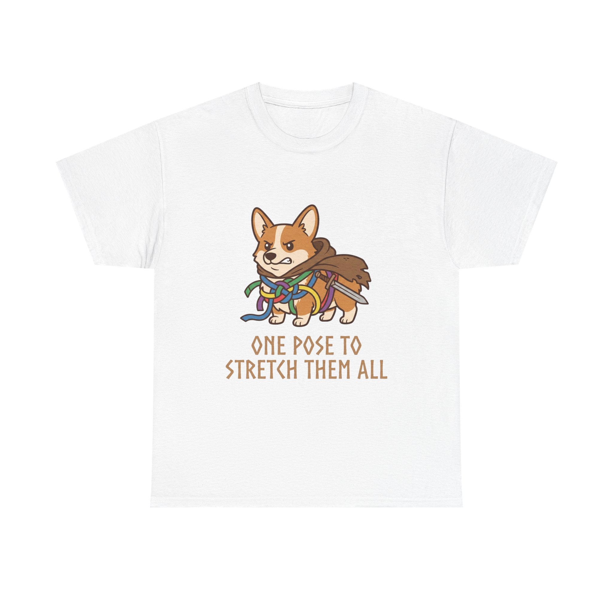 Corgi Yoga T-Shirt — "One Pose to Stretch Them All" Cute Dog Tee