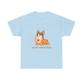 "Heart Wide Open" Corgi Yoga Shirt – Wholesome & Cute Valentine’s Apparel