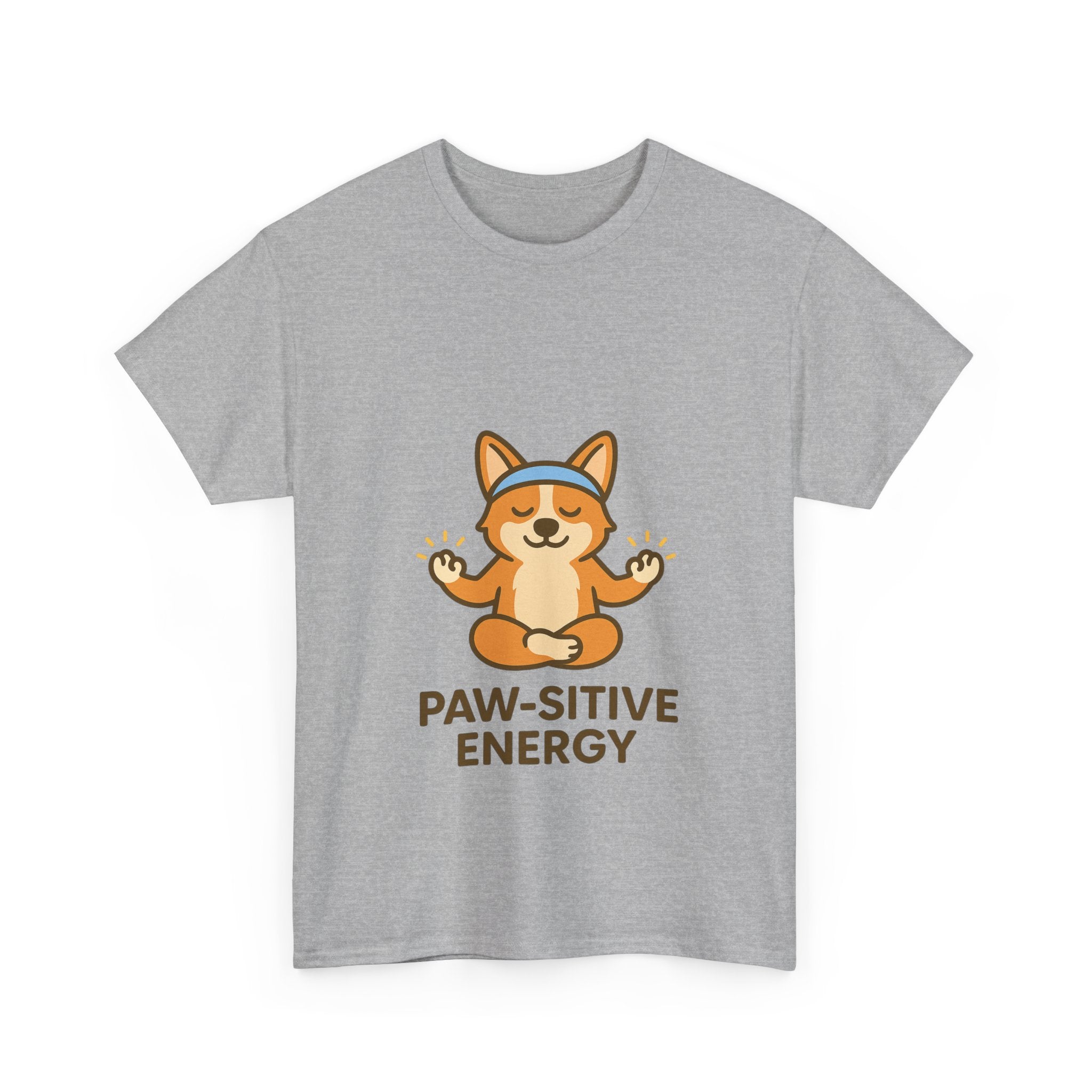 Paw-sitive Energy – Yogloo Meditating Corgi Yoga T-Shirt | Mindfulness Tee, Glowing Paws Design