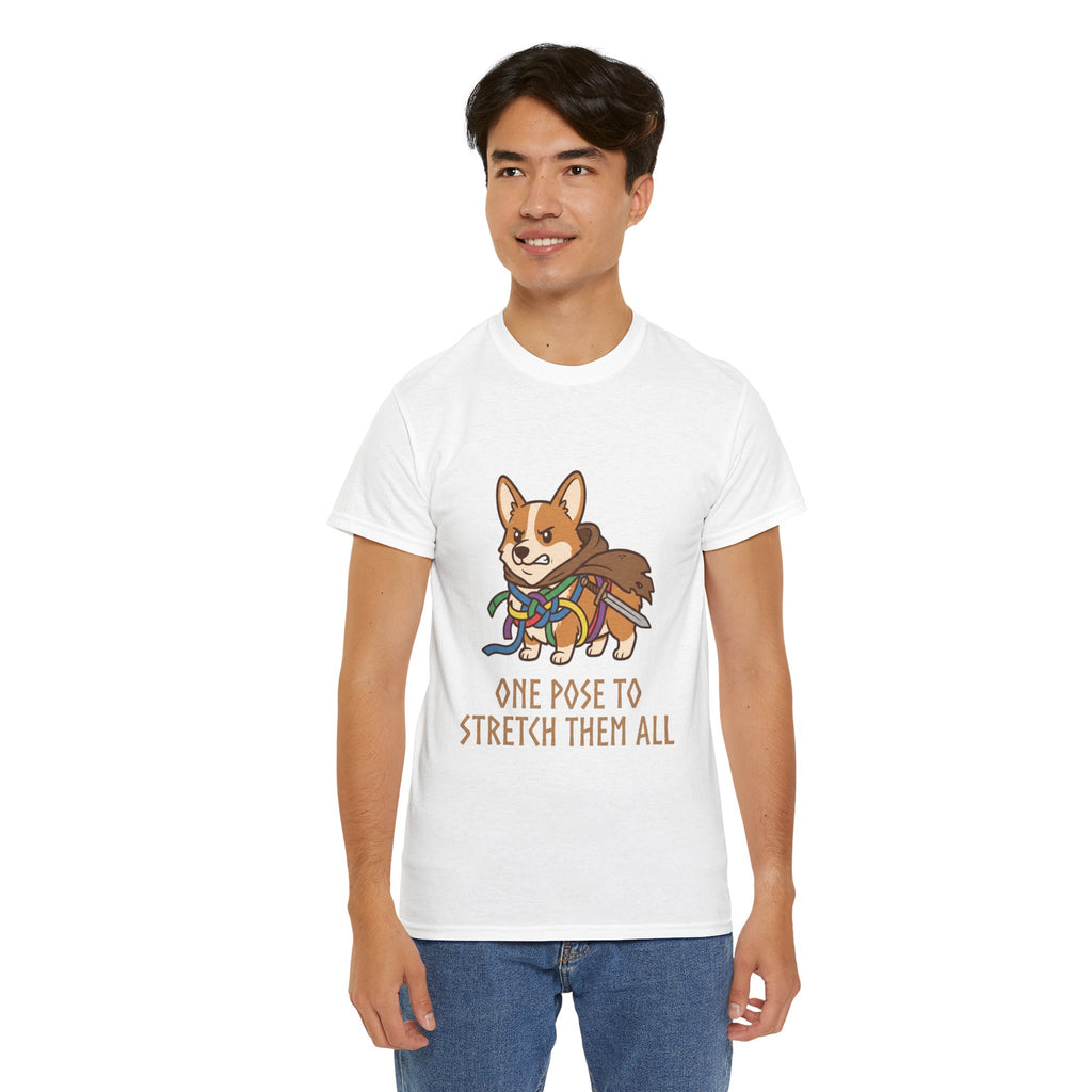 Corgi Yoga T-Shirt — "One Pose to Stretch Them All" Cute Dog Tee
