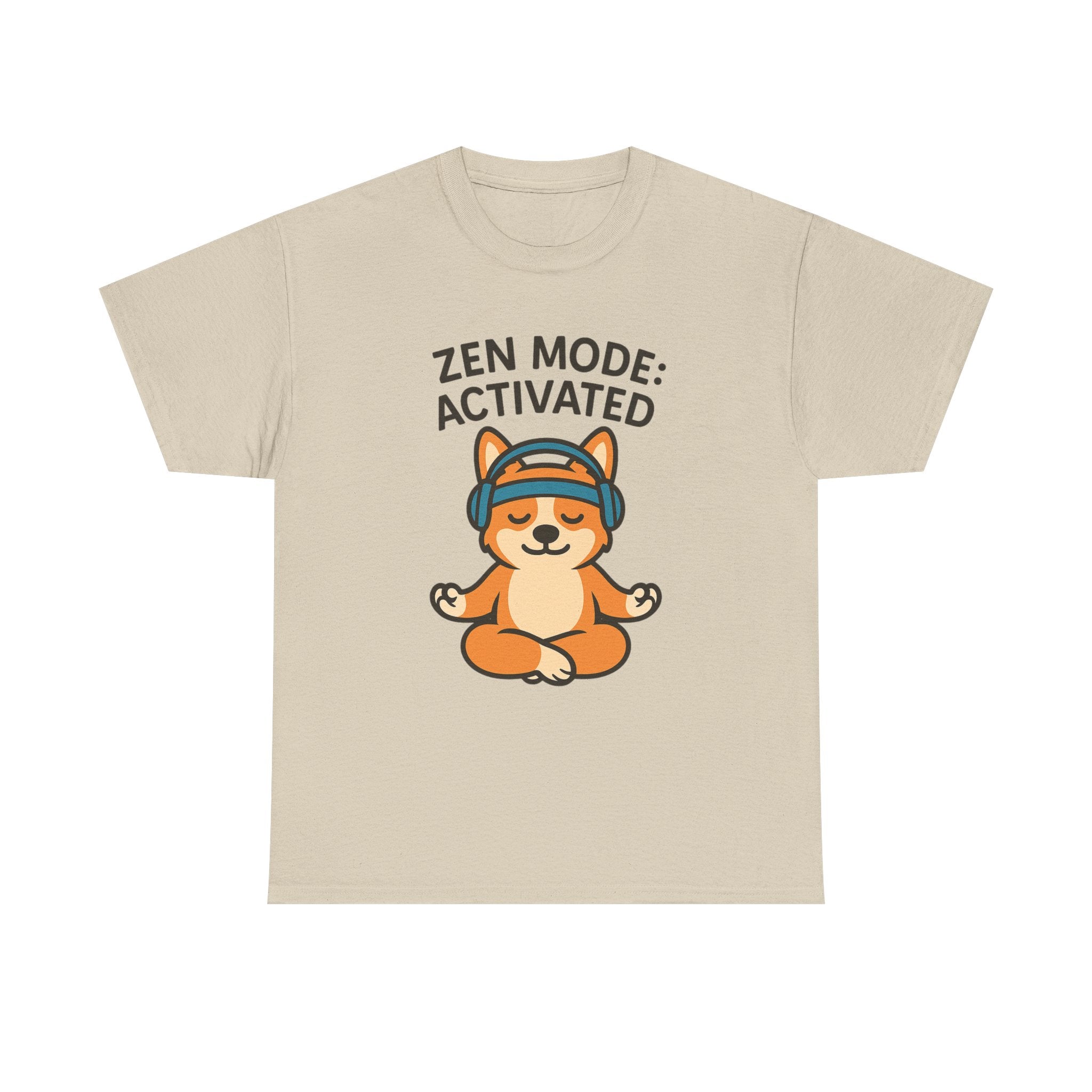 Zen Mode: Activated – Yogloo Headphones Lotus Pose Yoga T-Shirt | Mindful Corgi Tee, Music Lover Gift