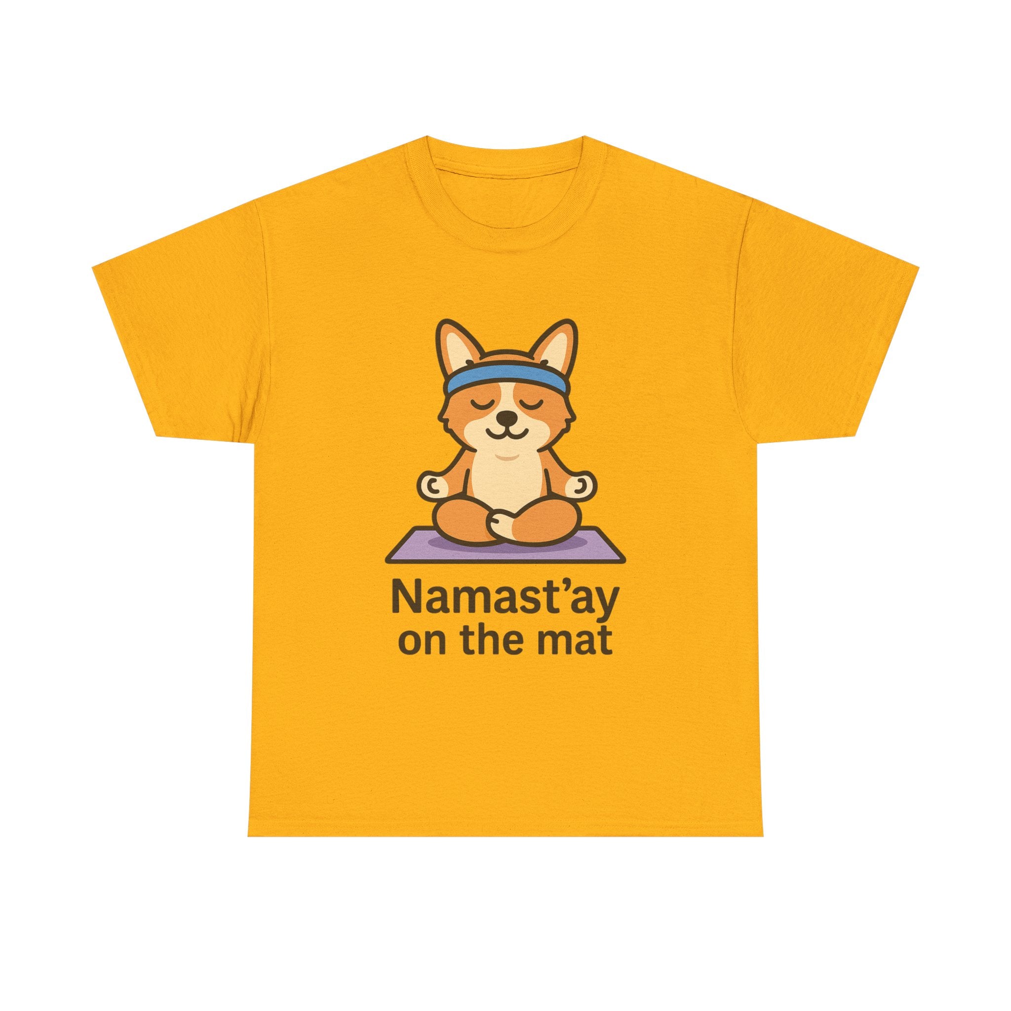 Namast’ay on the Mat – Yogloo Lotus Pose Yoga T-Shirt | Cute Corgi Mindfulness Tee