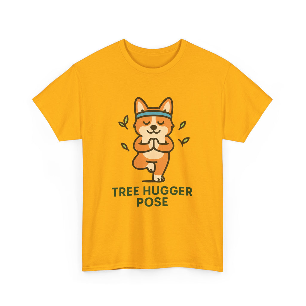 Tree Hugger Pose – Yogloo Corgi Tree Pose Yoga T-Shirt | Cute Eco-Yoga Gift, Mindfulness Tee