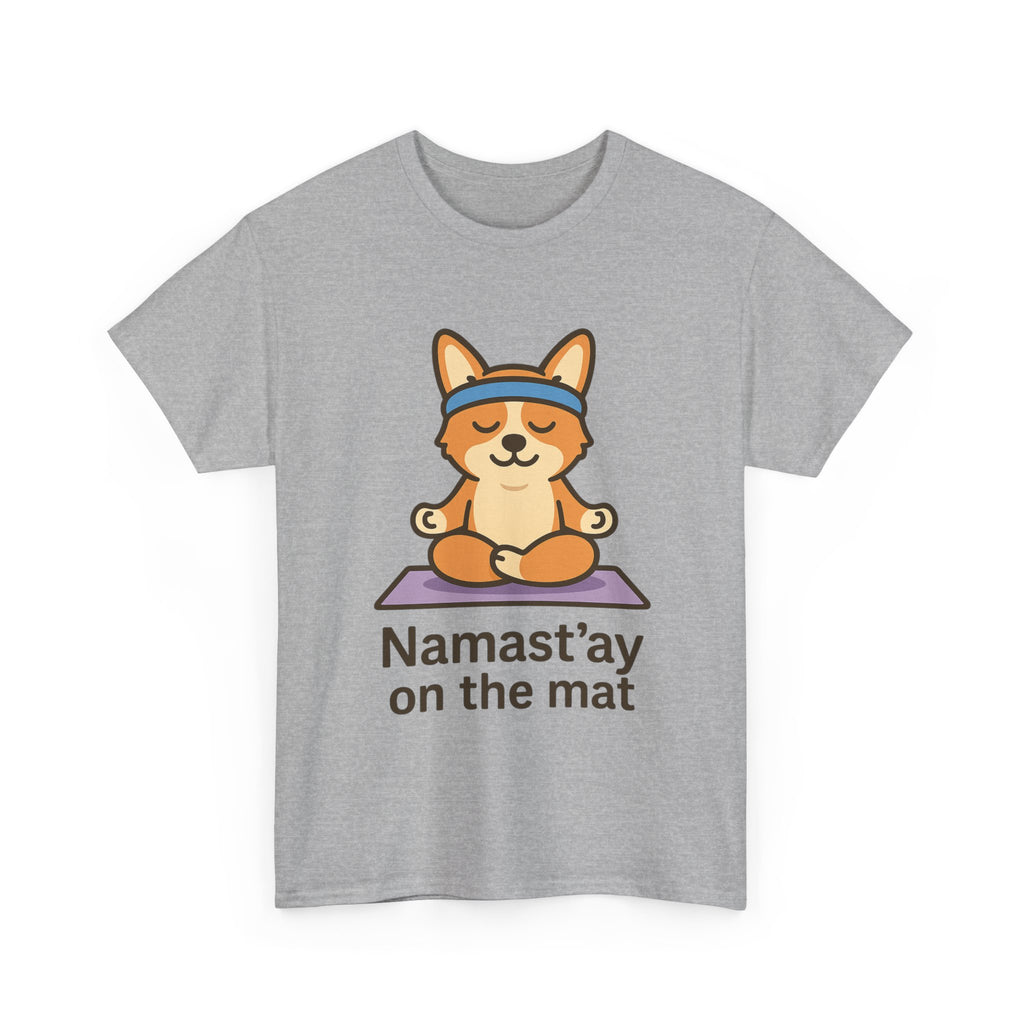 Namast’ay on the Mat – Yogloo Lotus Pose Yoga T-Shirt | Cute Corgi Mindfulness Tee